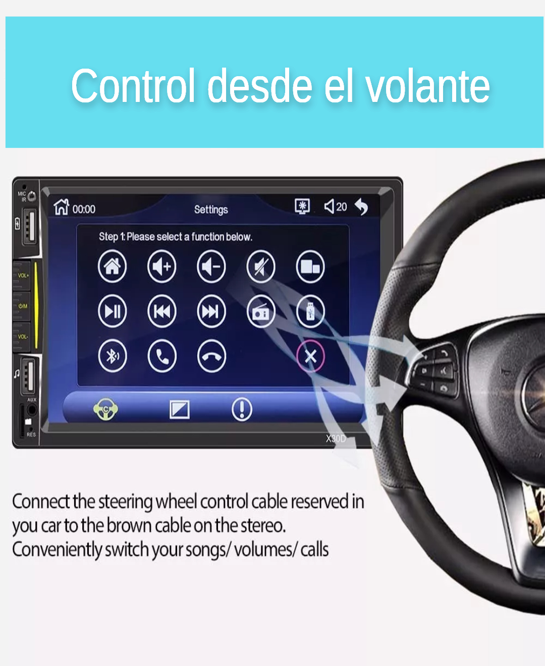 Auto Estereo Pantalla 2 Din Carplay & Android Auto Cámara