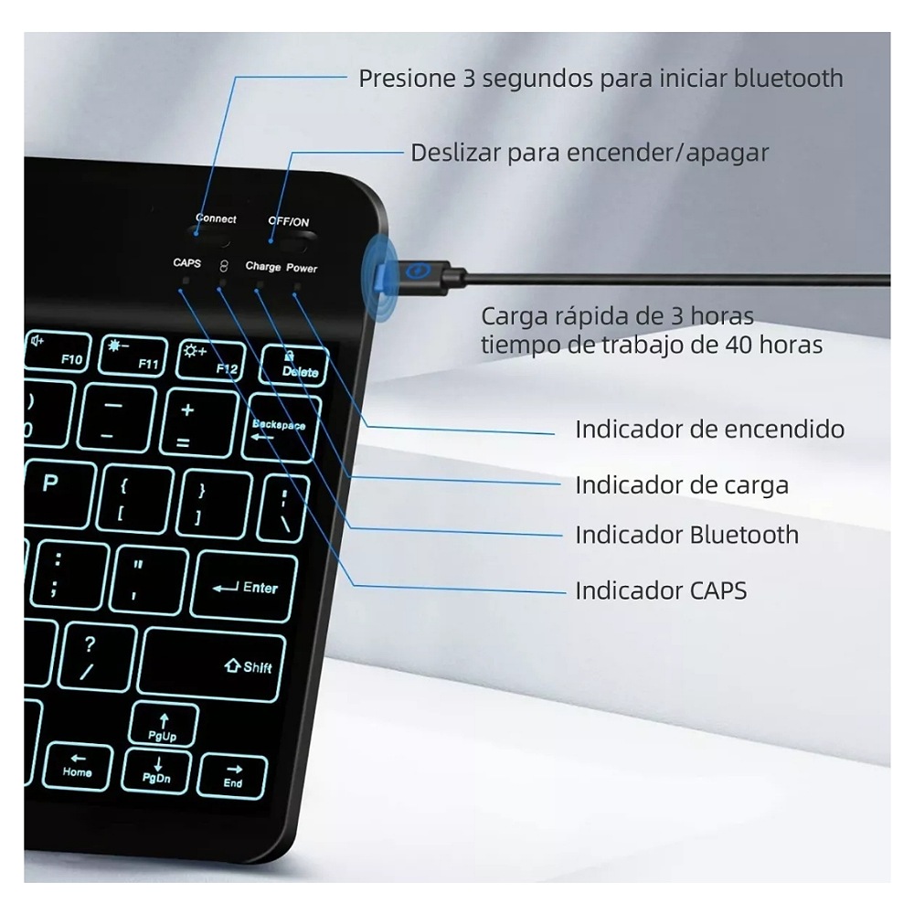 Teclado Inalambrico Kit Teclado Y Mouse Bluetooth Para iPad