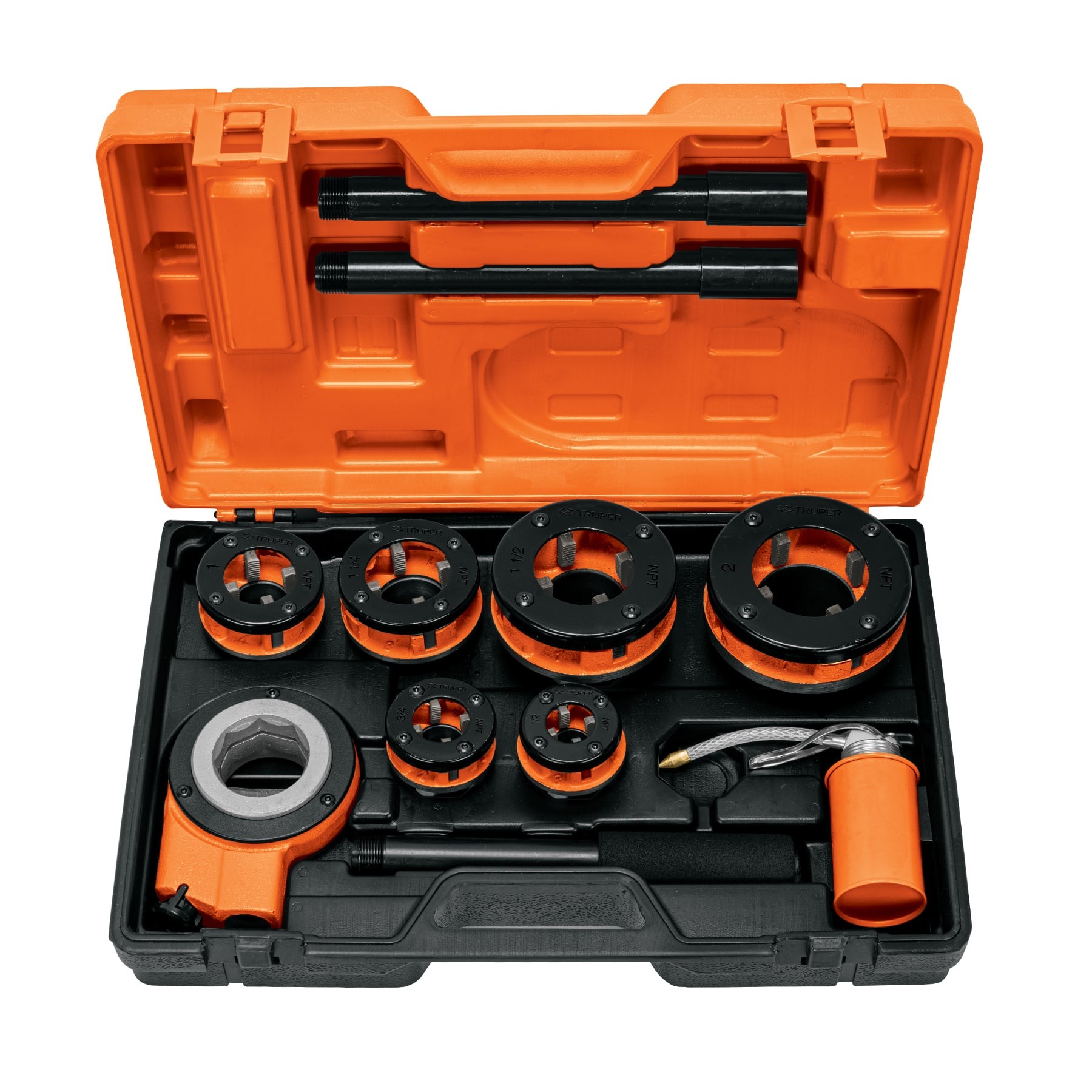 JUEGO DE 9 TARRAJAS PARA TUBO DE 1/2" A 2", TRUPER 13071