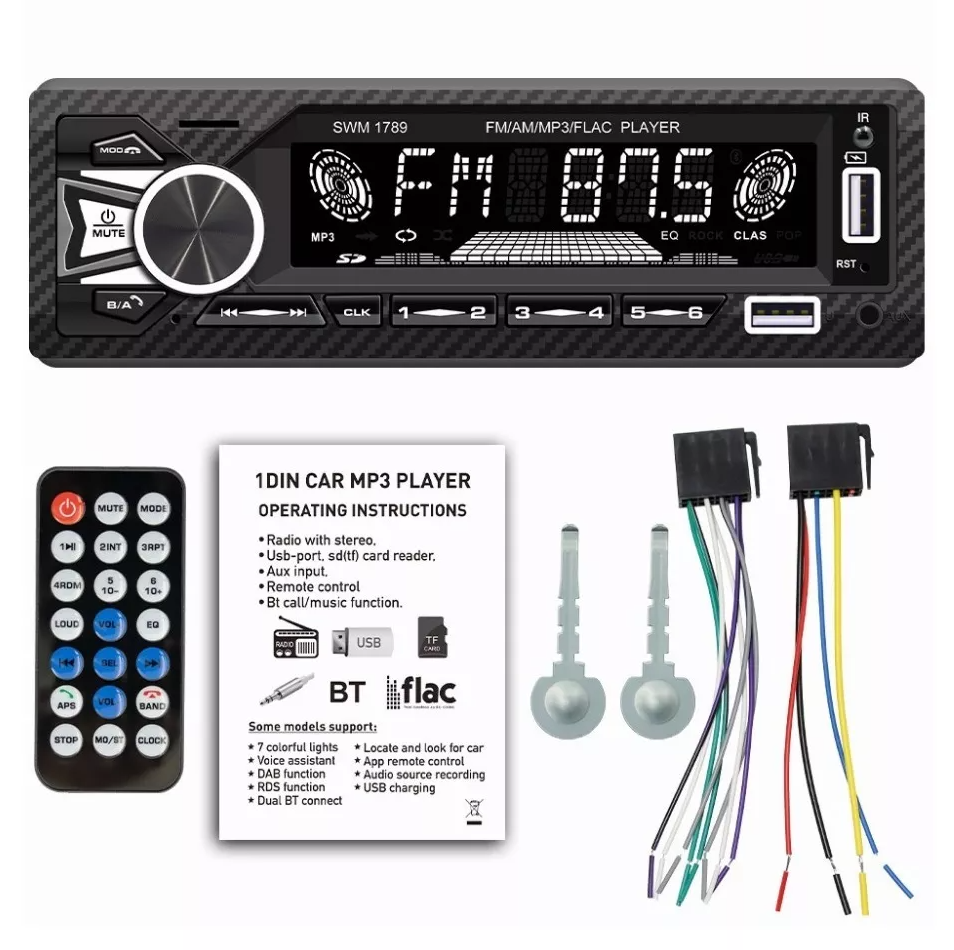 Auto Estéreo Bluetooth 1 Din Asistente Voz 2 Usb Localizador