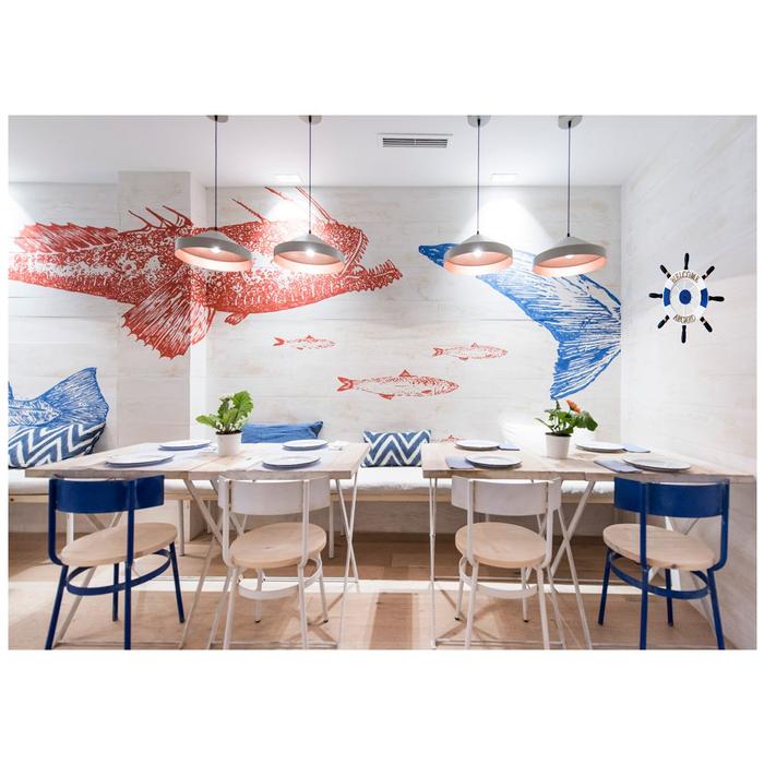 Rueda de Barco de Madera decorativa MXRWO-003-2 3Pzas 32cm Diámetro Grosor 1,5cm Timón de Madera BlancoAzul, RuddWood