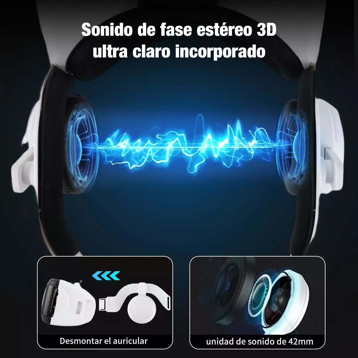 Casco de Realidad Virtual VR con Auriculares Incorporados y Mando Bluetooth Inalámbricos 
