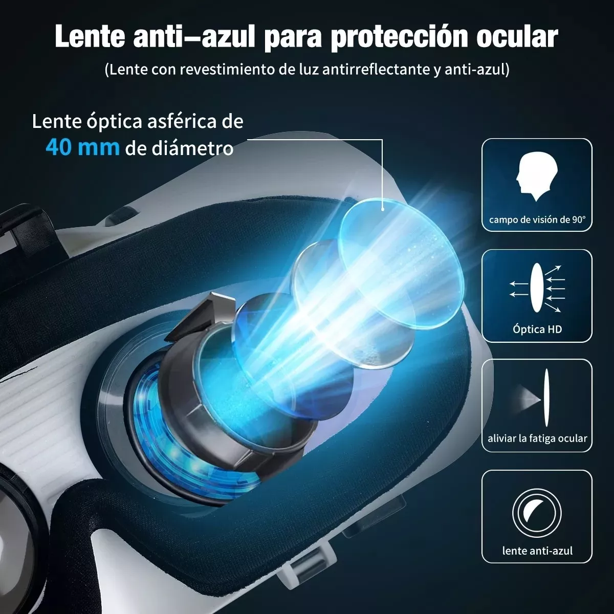 Casco de Realidad Virtual VR con Auriculares Incorporados y Mando Bluetooth Inalámbricos 