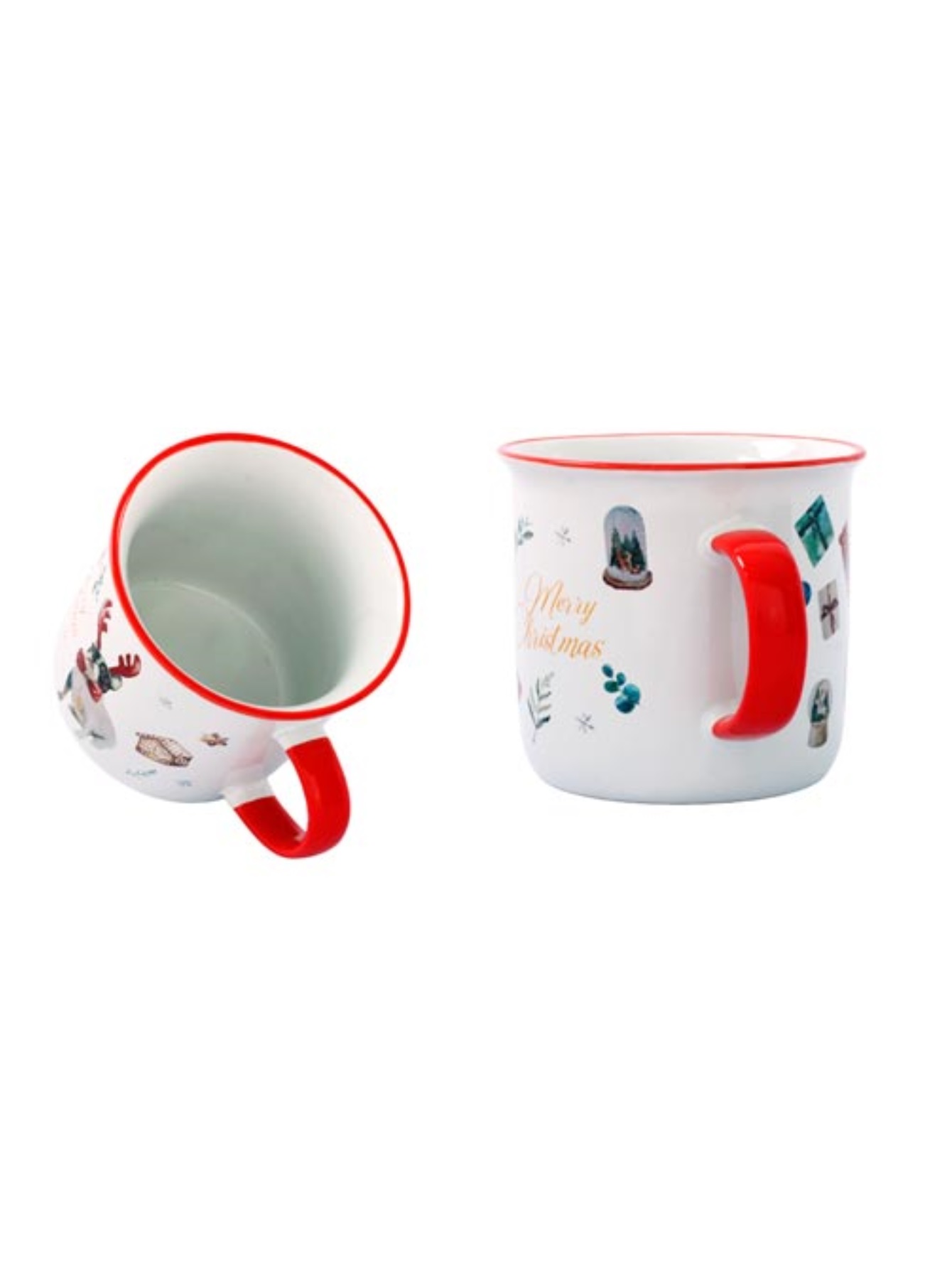 Crown Baccara - Crown Baccara - Juego de 4 tazas Navideñas para café o té 400 ml en Cerámica - Macotas Navideñas (Ideales para regalo o cena de Navidad)
