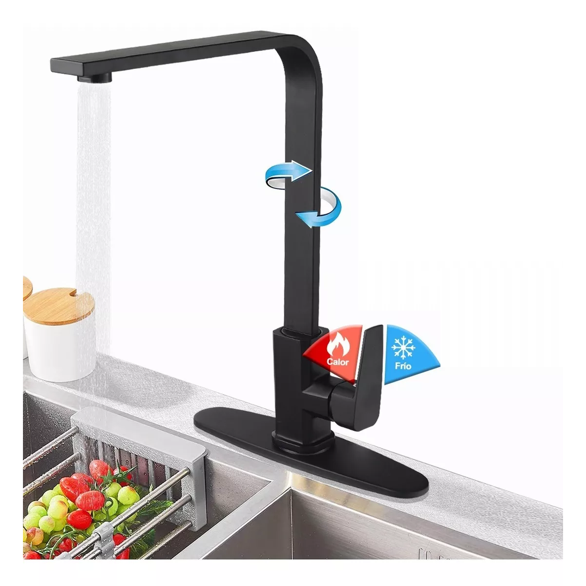 Grifo Monomando Fregadero Llave Mezcladora Negra