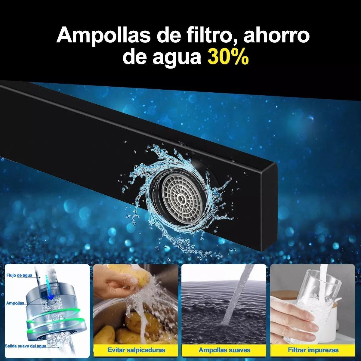 Grifo Monomando Fregadero Llave Mezcladora Negra