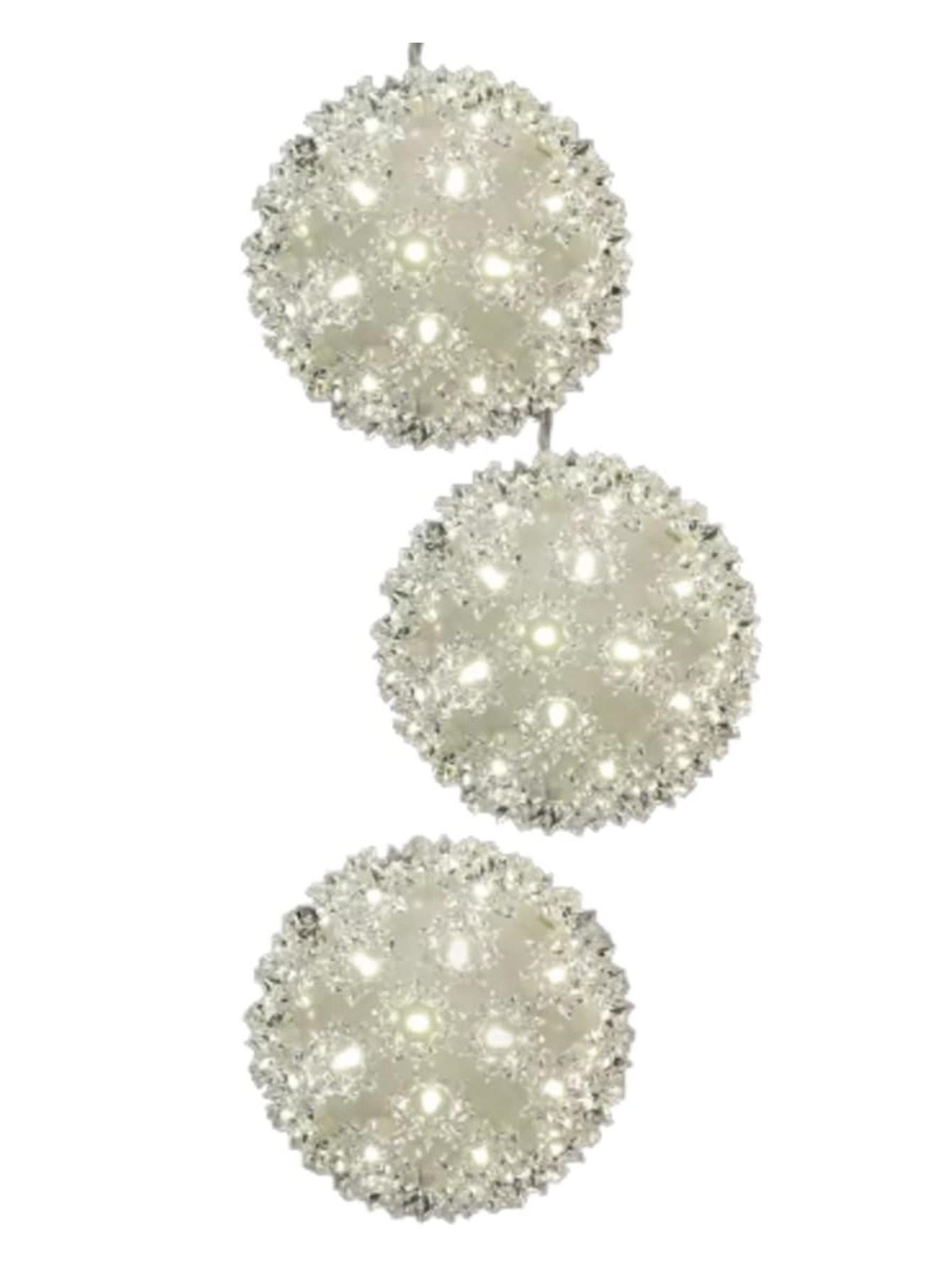 GE - Set de esferas LED para decoración navideña en interior (árbol de navidad) o exterior - guirnalda con 50 luces por esfera (150 luces) - 13.9 cm - Blanco cálido/blanco (3 esferas)