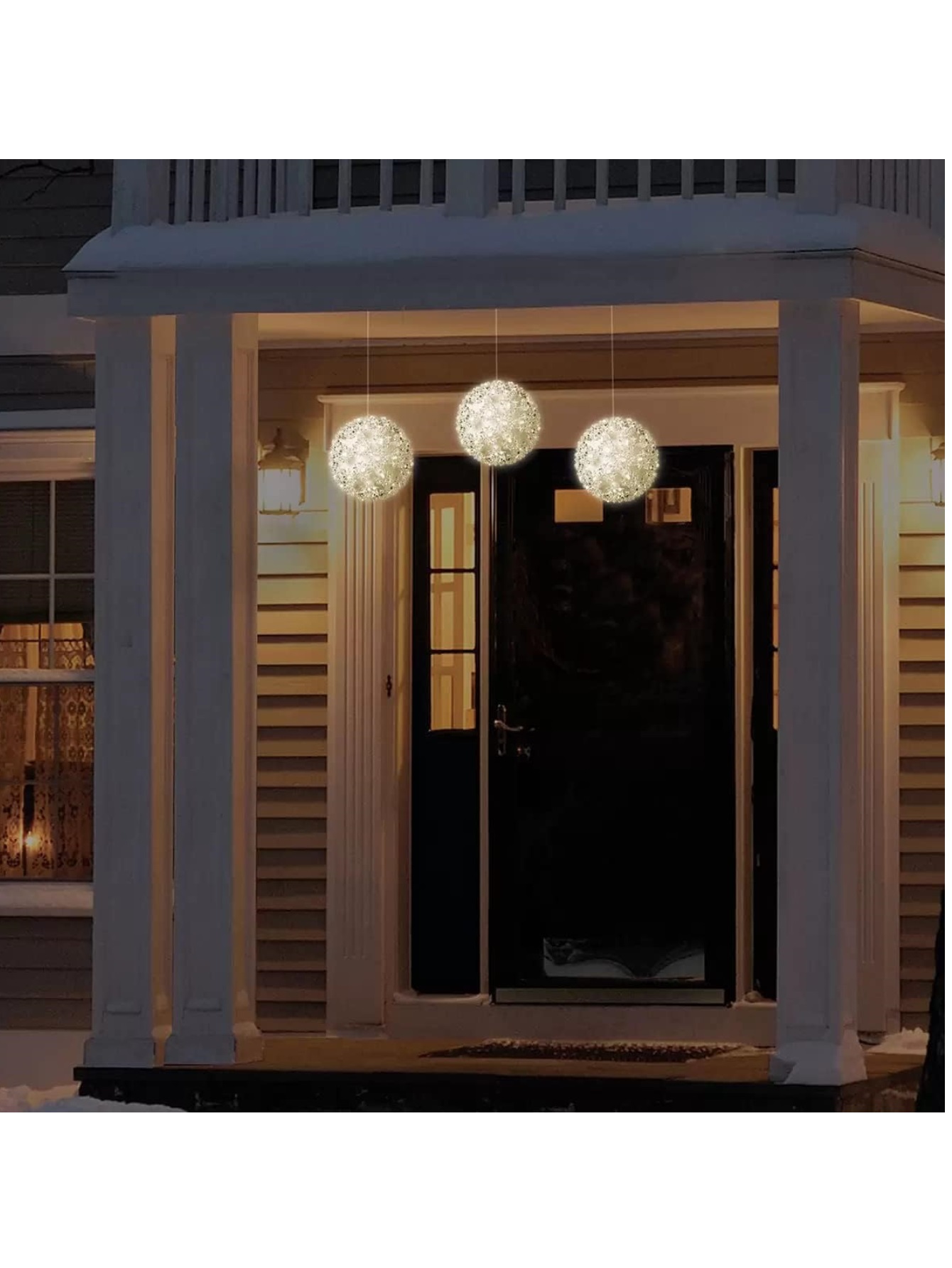 GE - Set de esferas LED para decoración navideña en interior (árbol de navidad) o exterior - guirnalda con 50 luces por esfera (150 luces) - 13.9 cm - Blanco cálido/blanco (3 esferas)