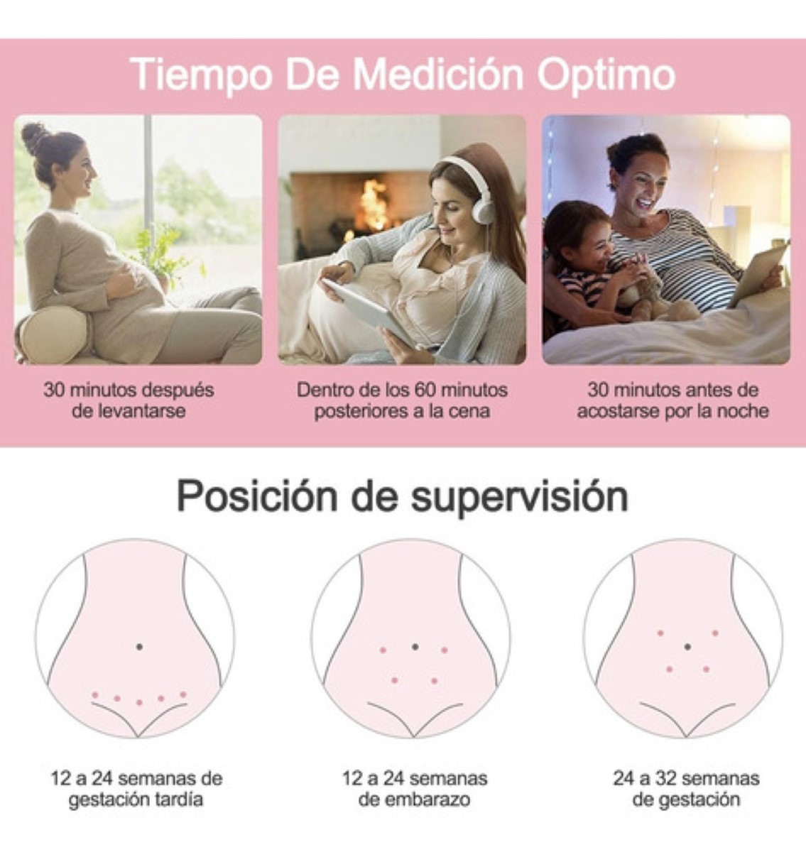 Detector De Frecuencia Cardíaca Fetal, Portátil BLANCO/ROSA