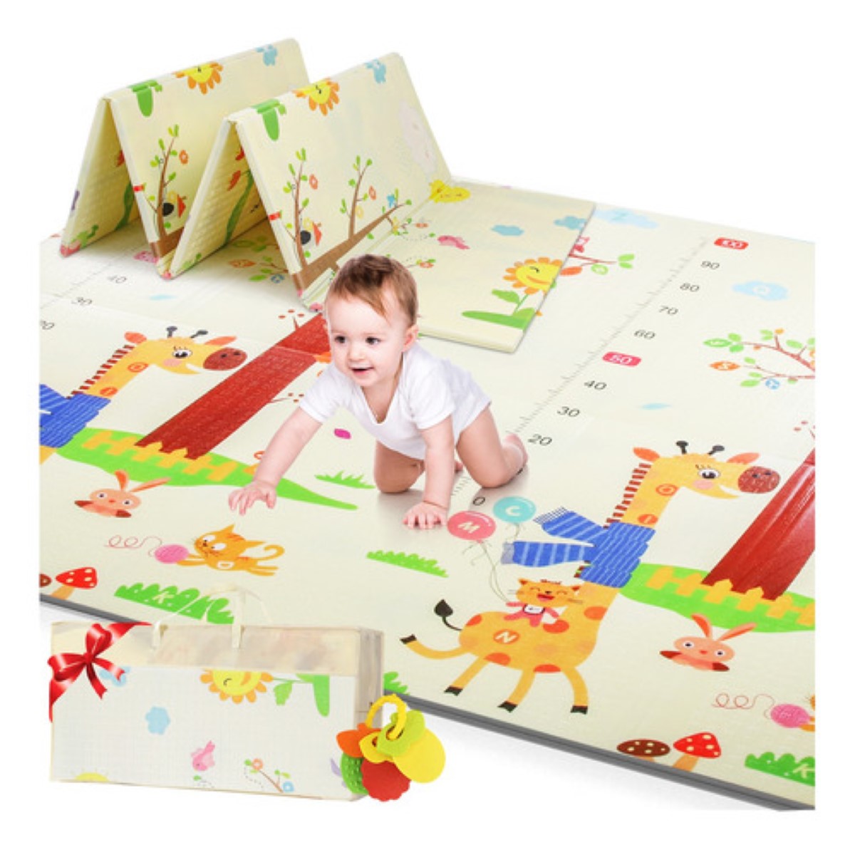 Tapete Infantil Plegable Con Doble Diseño Mide 200 cm x 180 cm, Mezcla de Colores