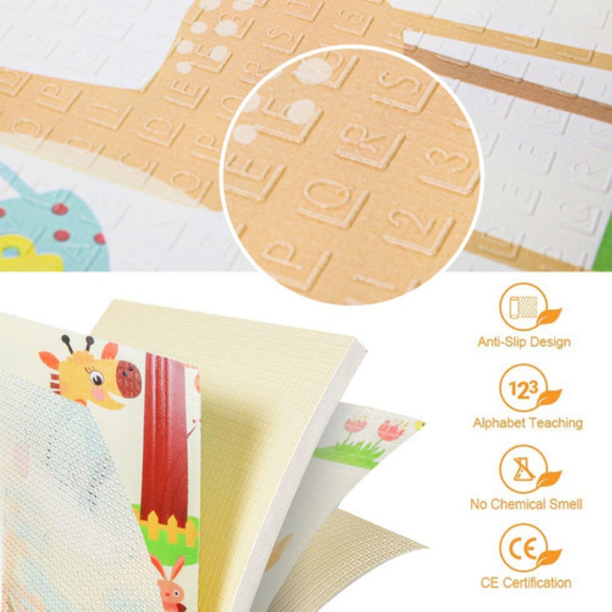 Tapete Infantil Plegable Con Doble Diseño Mide 200 cm x 180 cm, Mezcla de Colores