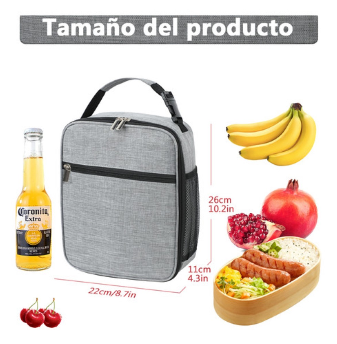 Lonchera Térmica Portátil Hombre Bolsa Del Almuerzo GRIS
