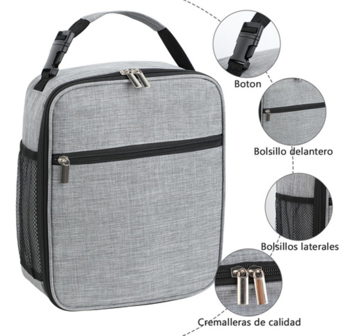 Lonchera Térmica Portátil Hombre Bolsa Del Almuerzo GRIS