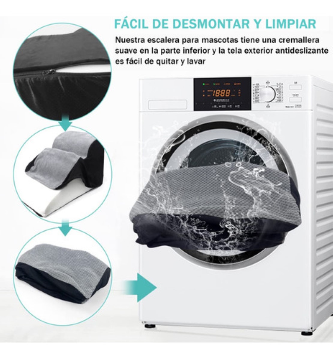 Escaleras Para Perros 3 Escalones, Color Negro con Gris