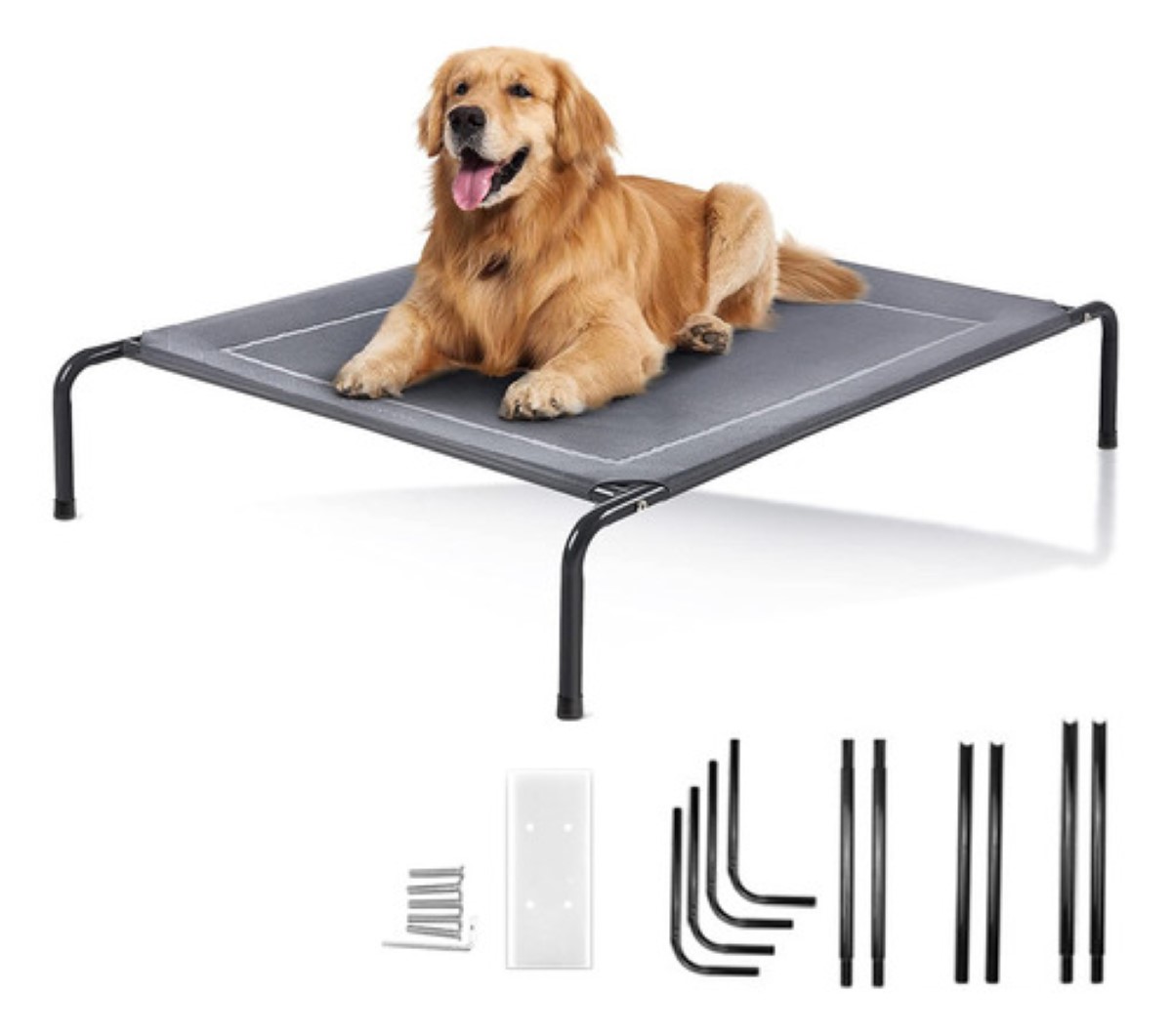 Cama Elevada Para Perros Gato Y Mascotas Grande, Color Gris