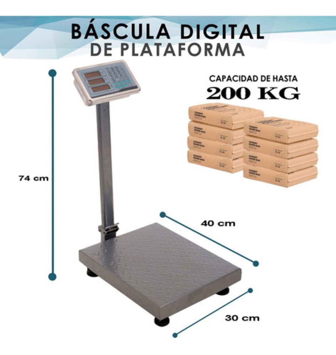 Bascula Comercial Industrial Digital 200 Kg 110v 50 X 40 cm, Gris 