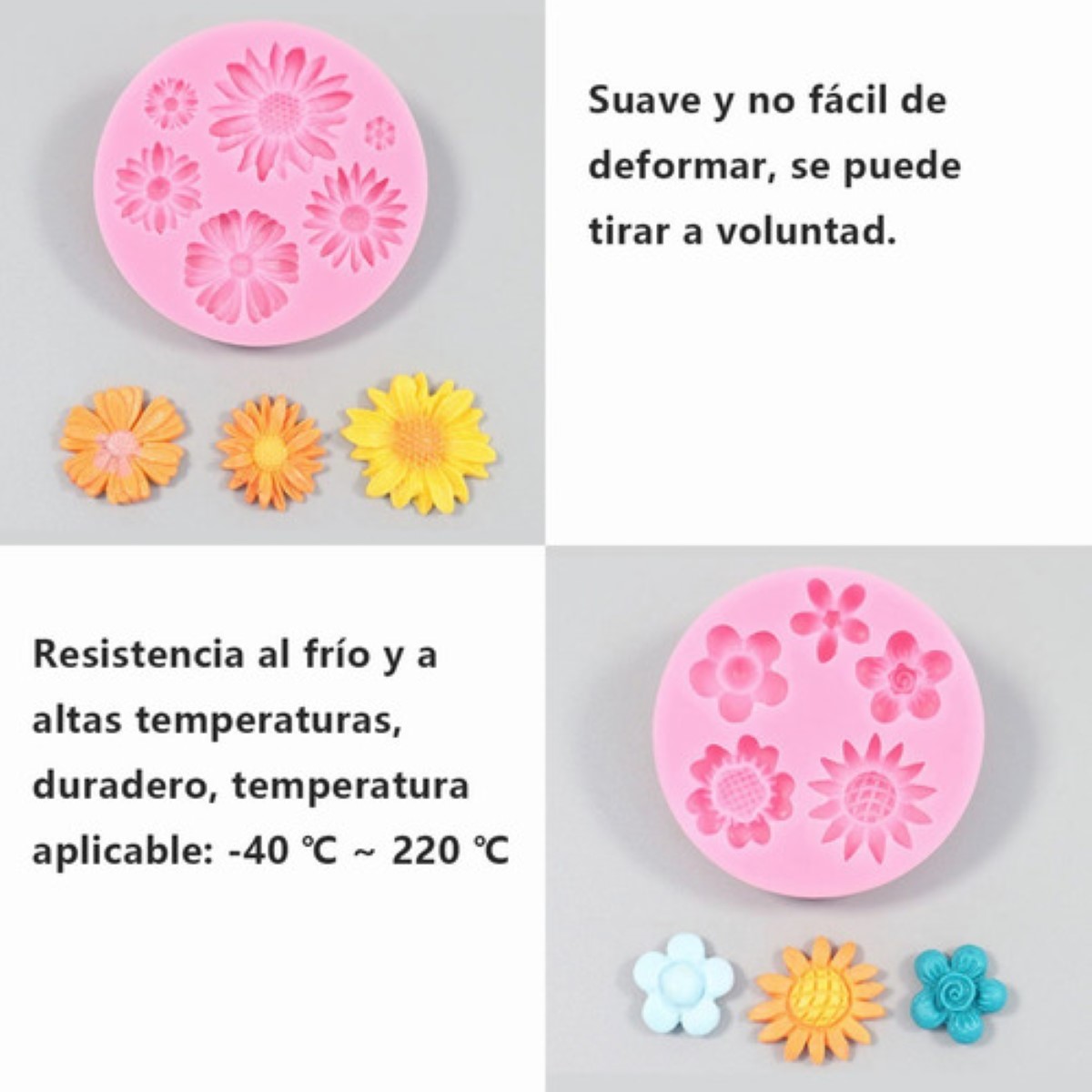 Moldes De Silicona Para Fondant De Flores 4 Piezas, Rosa