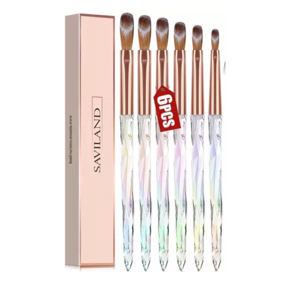 Set De 6 Pinceles Acrílico Para Uñas 4,6,8,10,12,14 COLORIDOS 