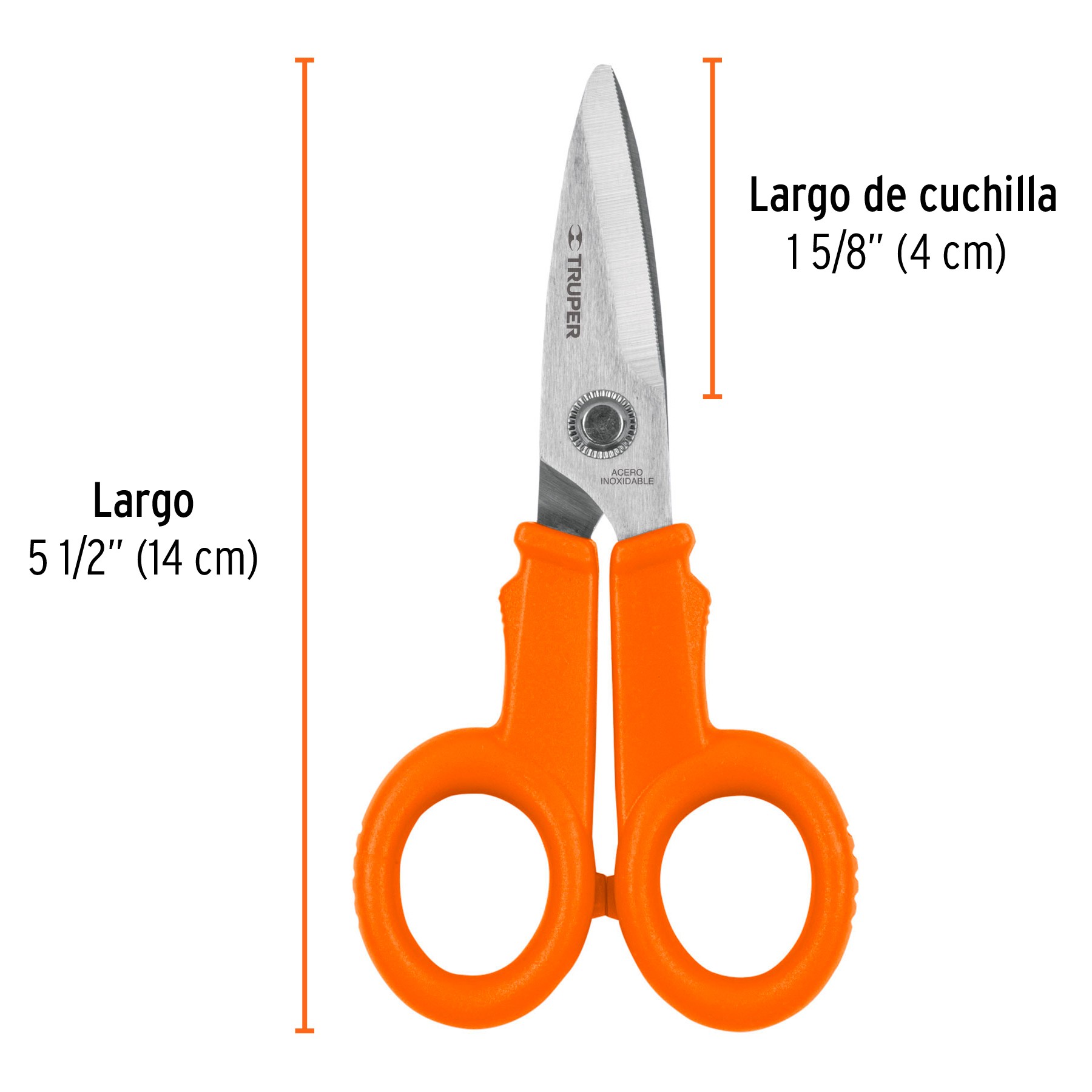 TIJERA 5-1/2" DE ACERO INOXIDABLE PARA ELECTRICISTA, TRUPER 18497