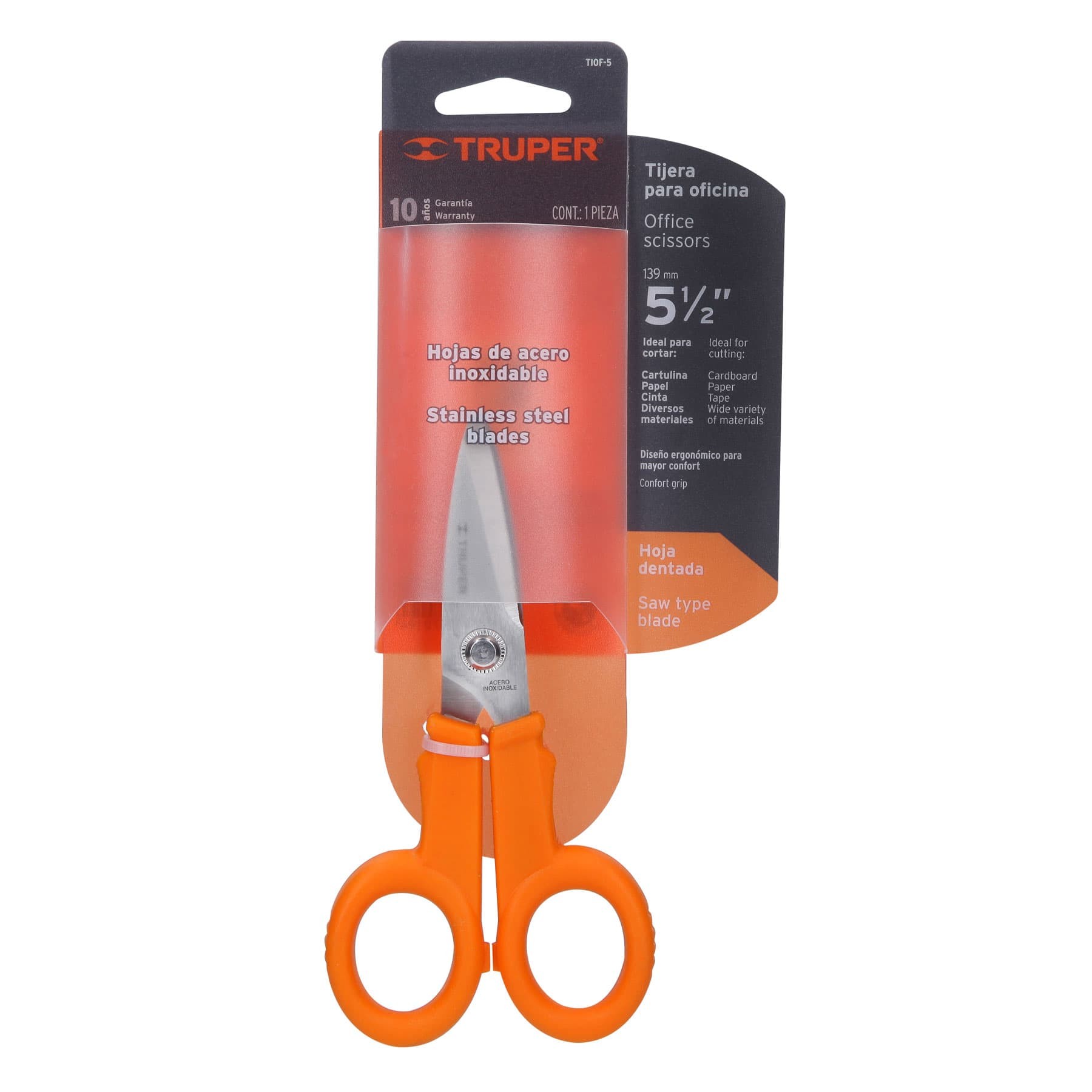 TIJERA 5-1/2" DE ACERO INOXIDABLE PARA ELECTRICISTA, TRUPER 18497