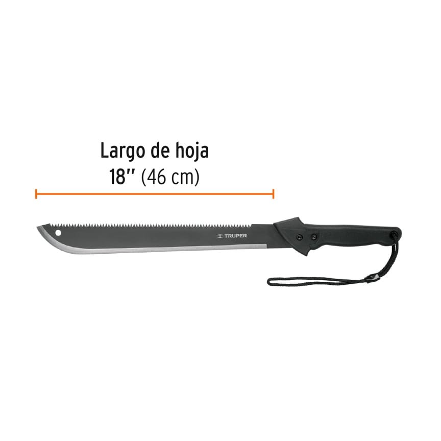 MACHETE DOBLE FILO 18" CACHA BI-MATERIAL, CON FUNDA, TRUPER 13098