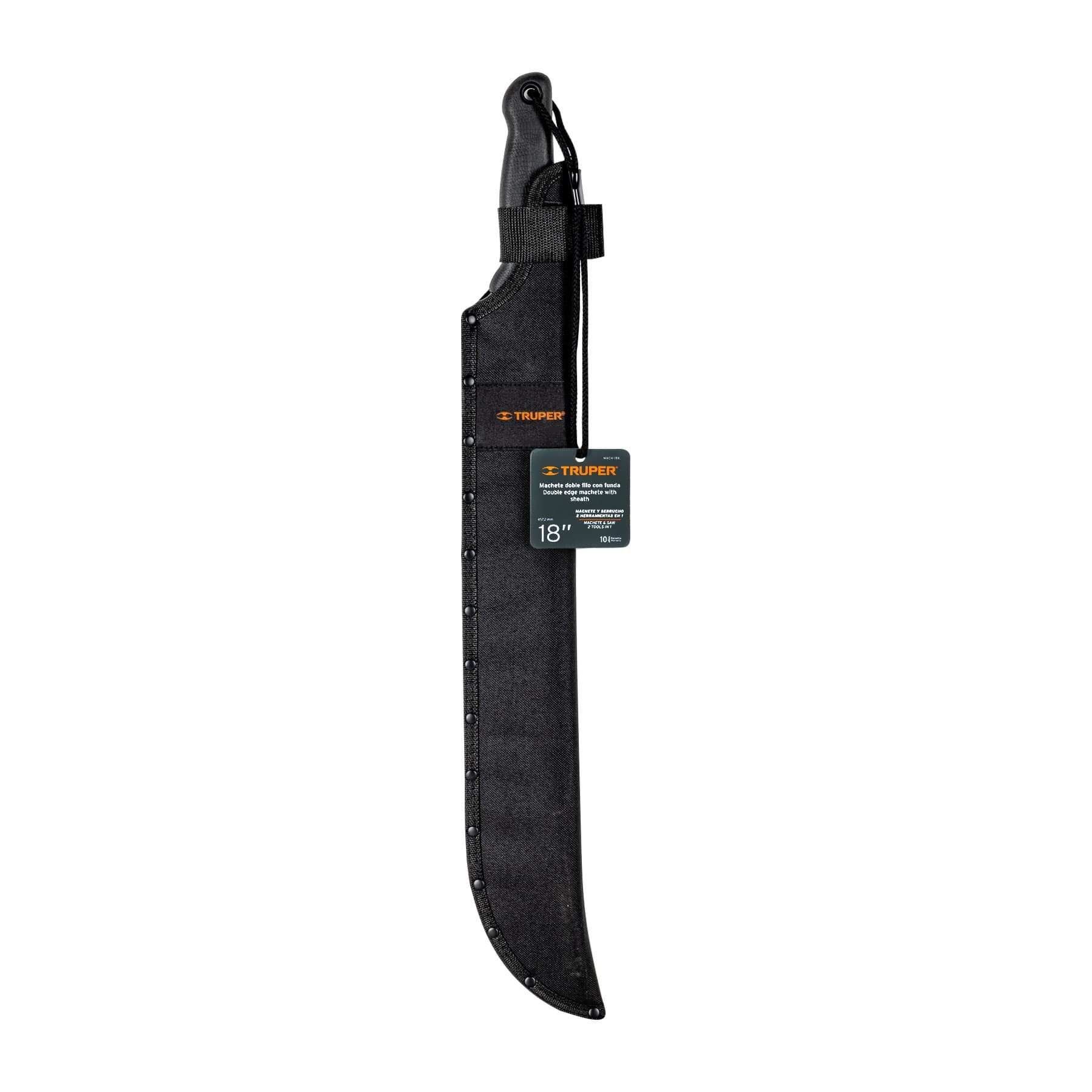 MACHETE DOBLE FILO 18" CACHA BI-MATERIAL, CON FUNDA, TRUPER 13098