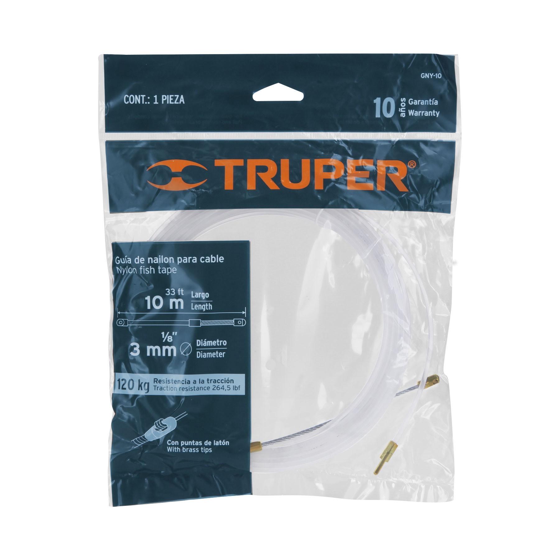 GUÍA DE NYLON DE 10 M PARA CABLE, TRUPER 17755