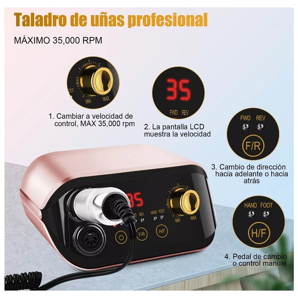 Pulidor Esmeril Drill Para Uñas Profesional C/pedal 35000rpm