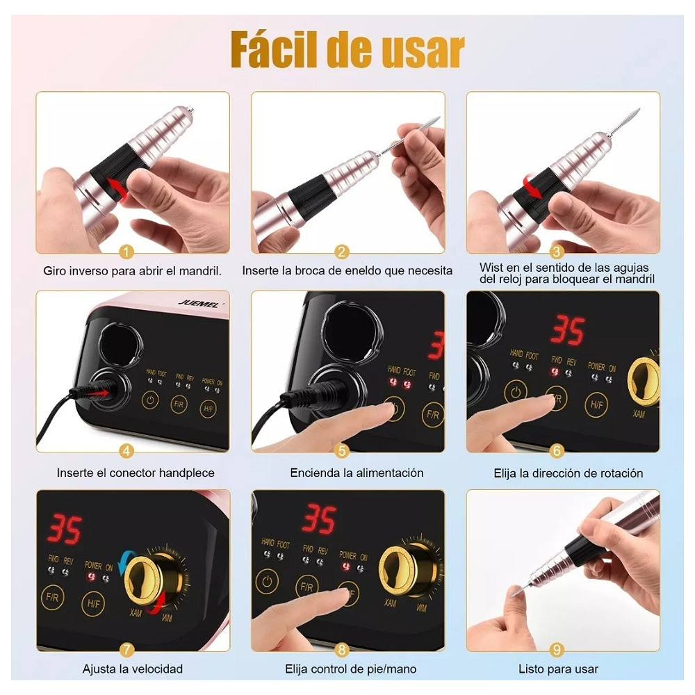 Pulidor Esmeril Drill Para Uñas Profesional C/pedal 35000rpm
