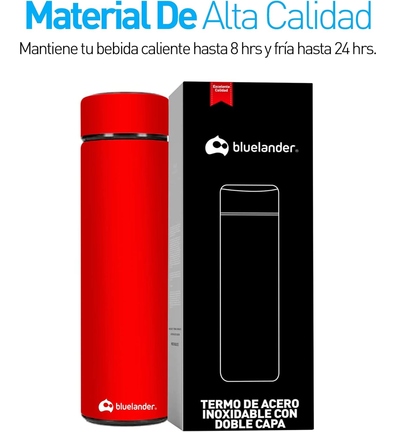 Termo Acero Inoxidable 500 Ml Diseño Elegante Hermético Color Rojo