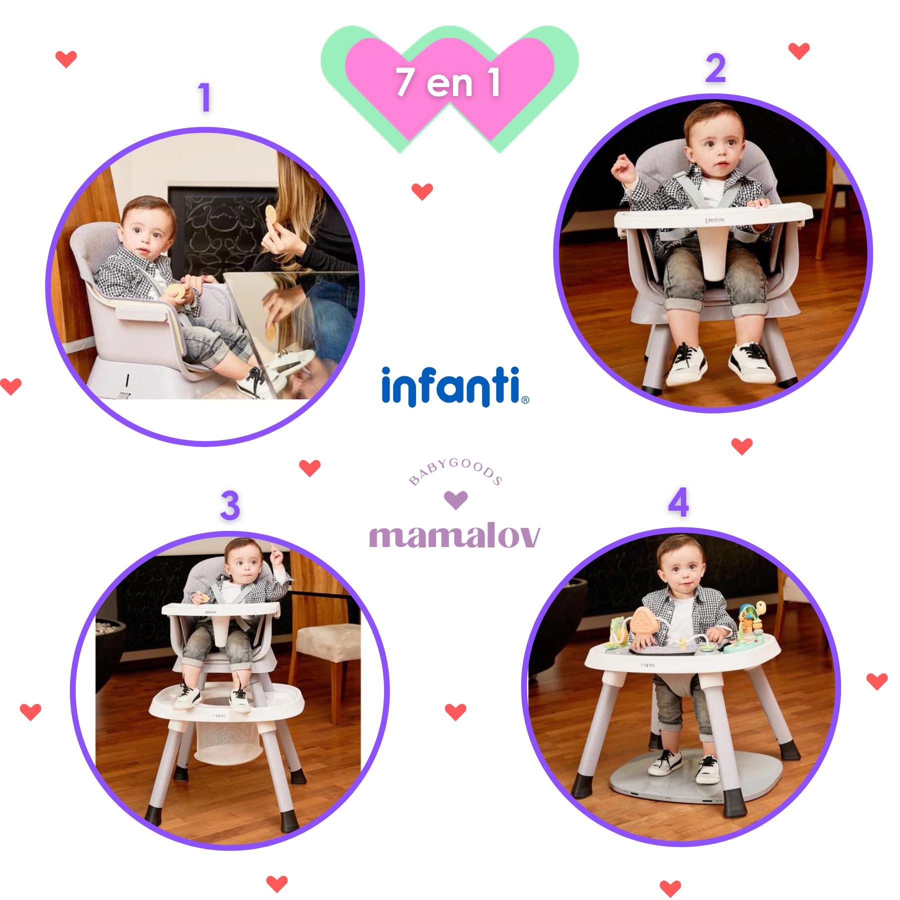 Silla Alta Para Bebé 7 En 1 Manes Lifestyle By Infanti Gris