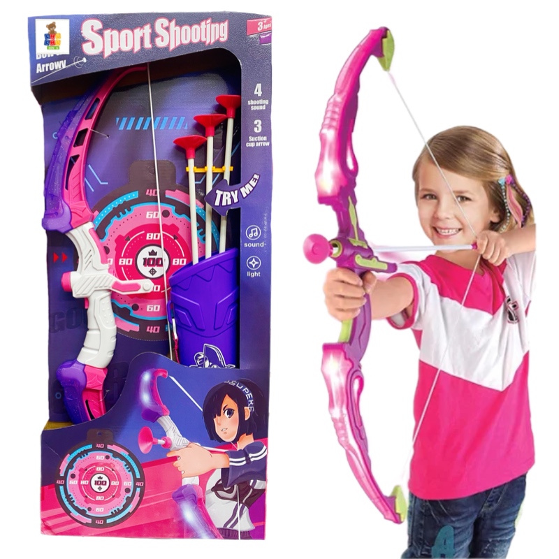 Juego De Arco Y Flecha Con Luz Led Sonido Y Tiro Al Blanco Niñas