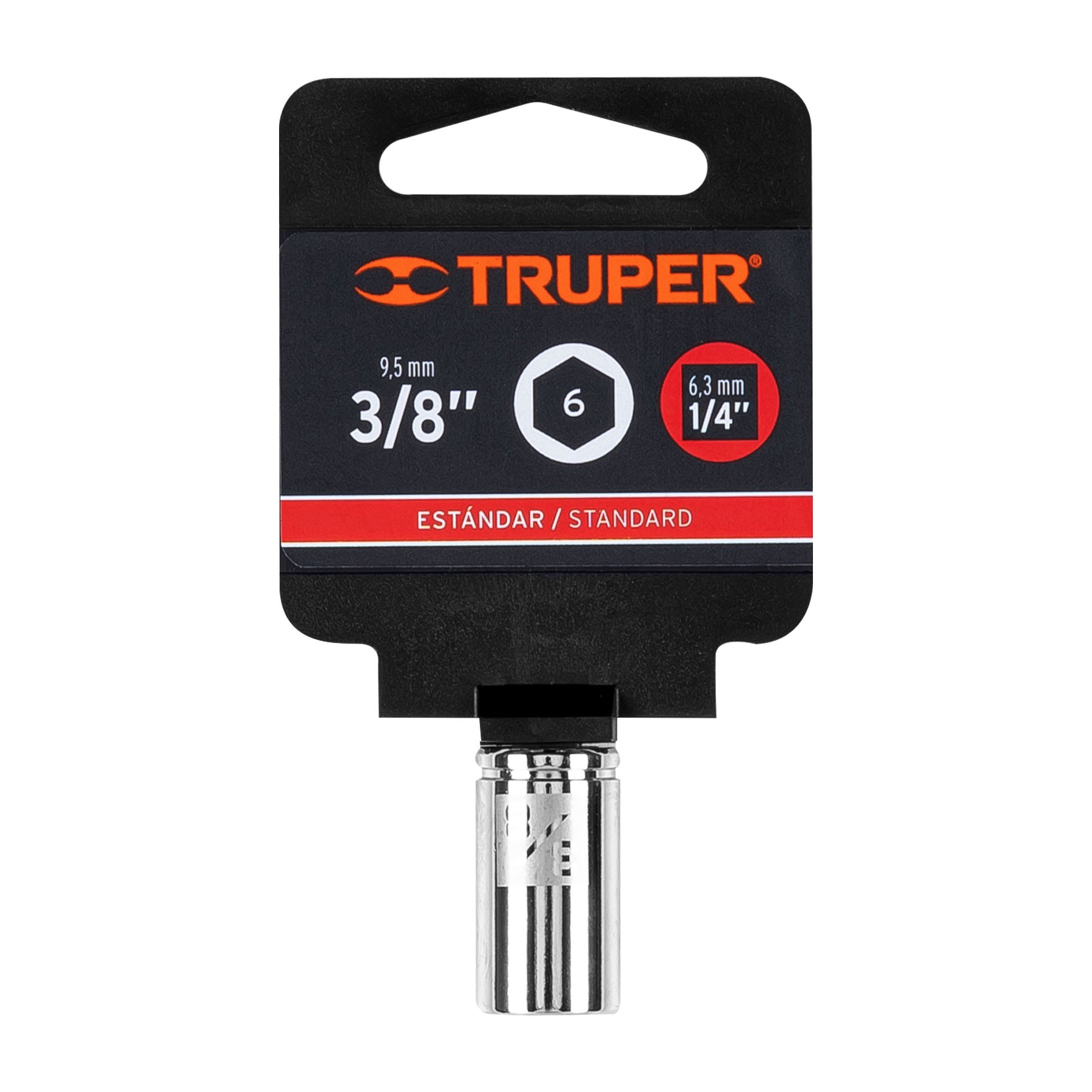 DADO DE 3/8", 6 PUNTAS, CUADRO 1/4", TRUPER 13160