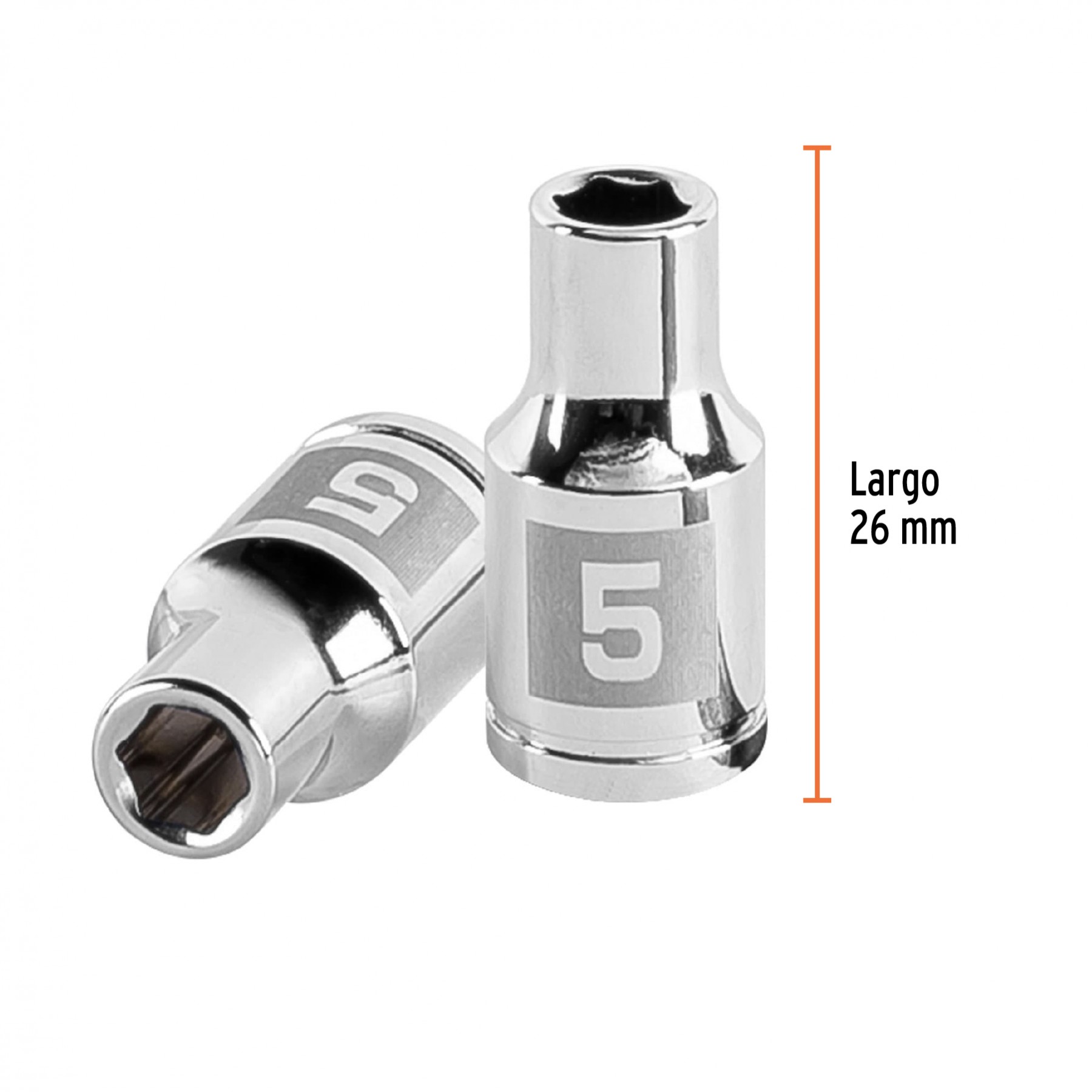 DADO DE 5 MM, 6 PUNTAS, CUADRO 1/4", TRUPER 13167