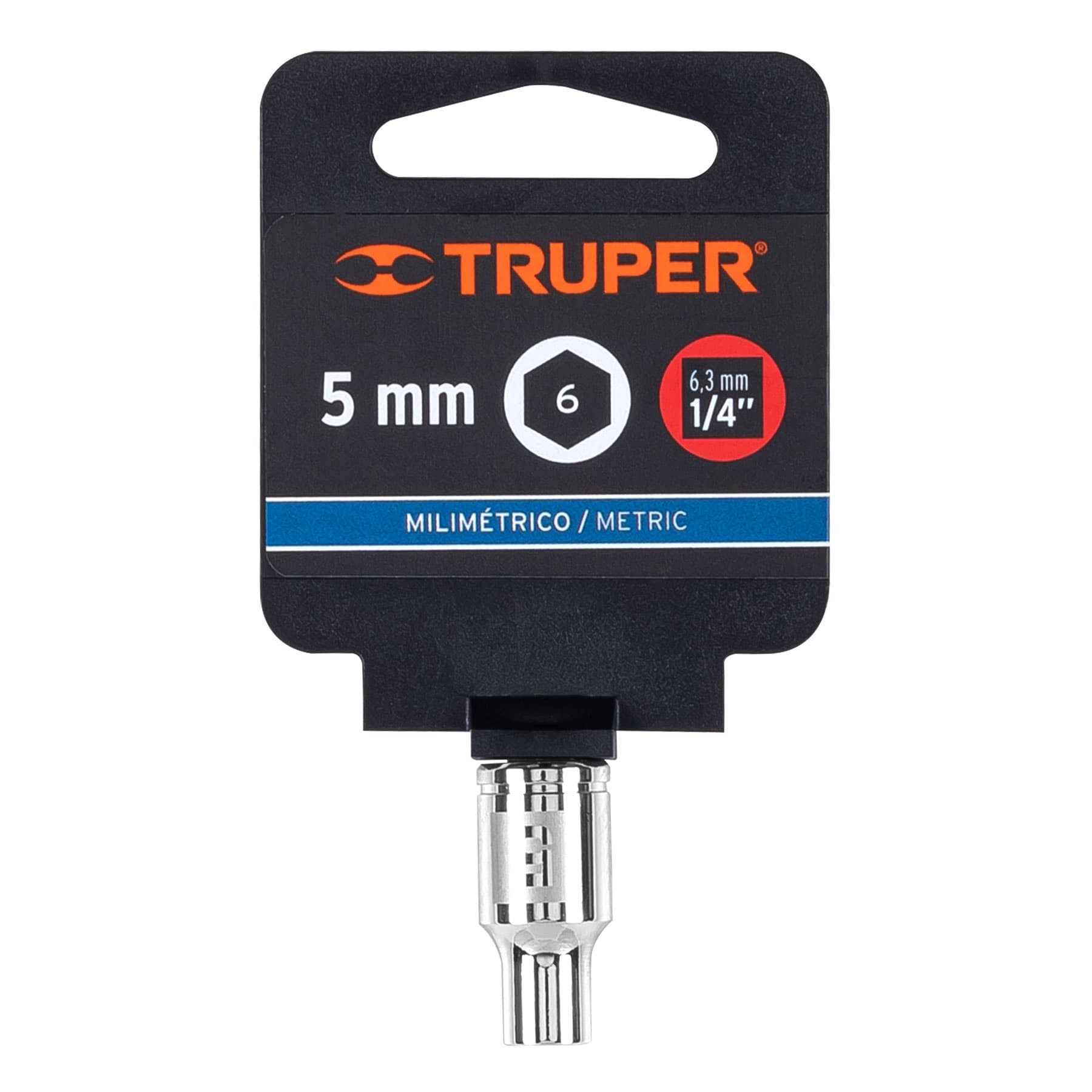 DADO DE 5 MM, 6 PUNTAS, CUADRO 1/4", TRUPER 13167