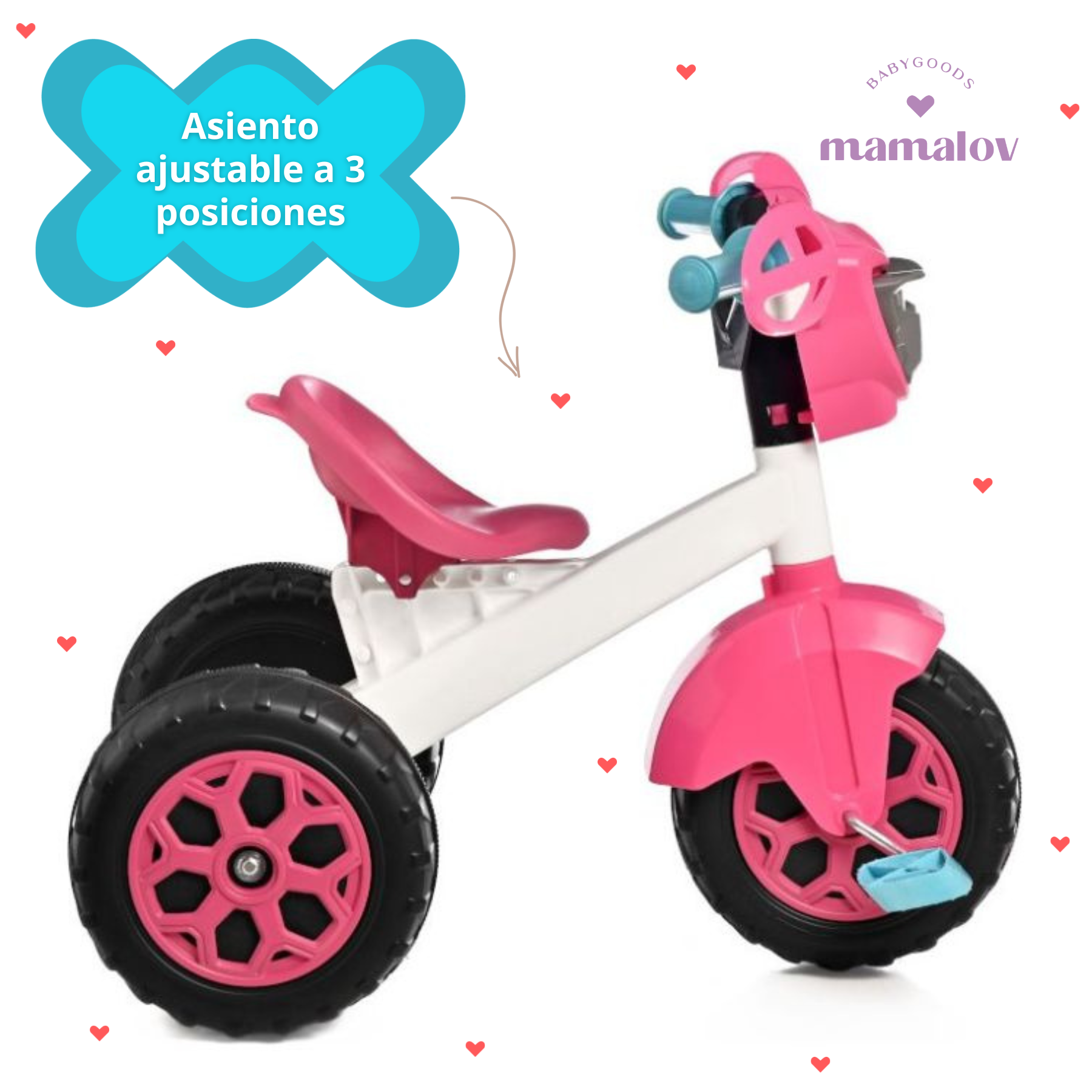 Triciclo Para Ni a Prinsel Rocket Girl Color Blanco Con Rosa