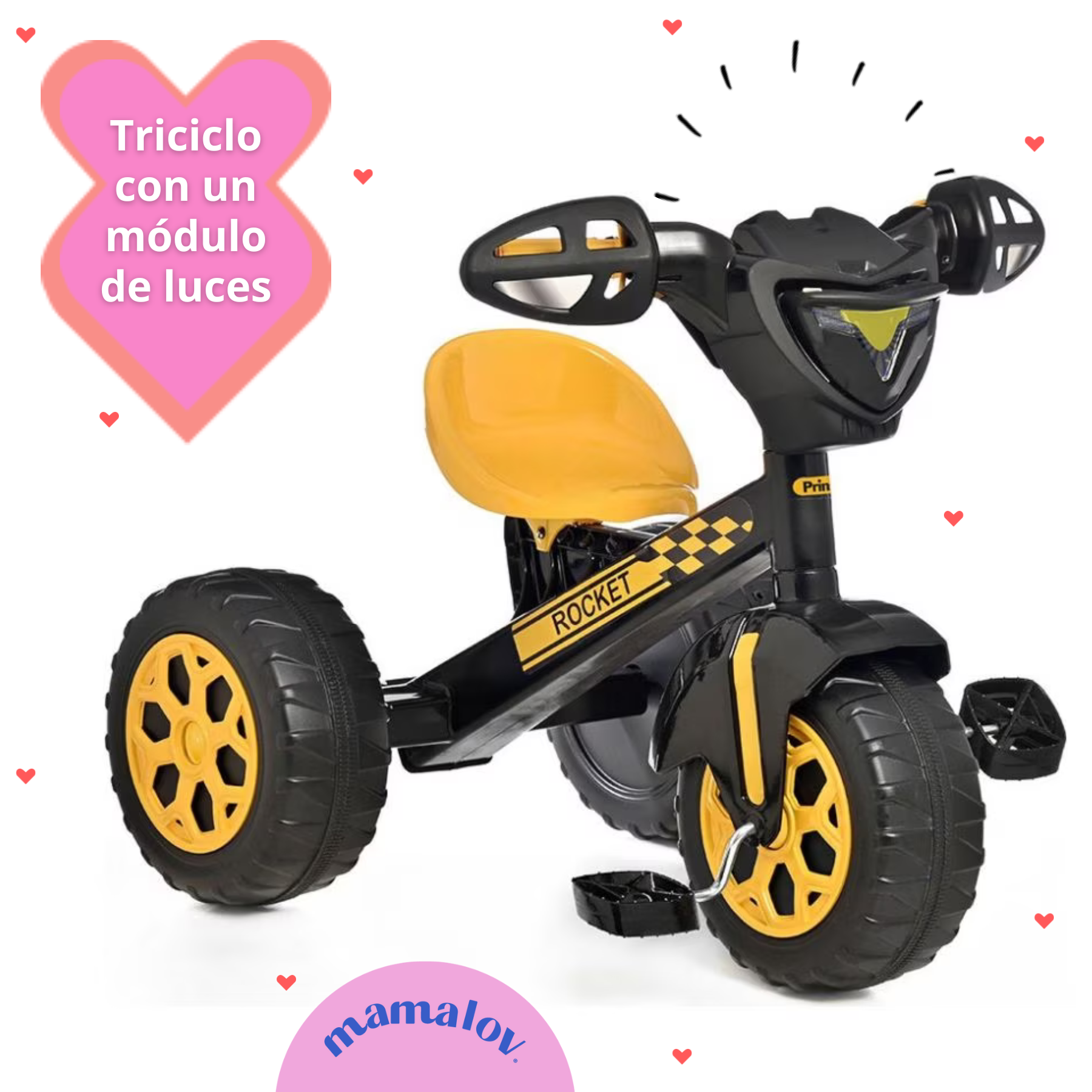 Triciclo Para Niño Prinsel Rocket Boy Color Negro Y Amarillo