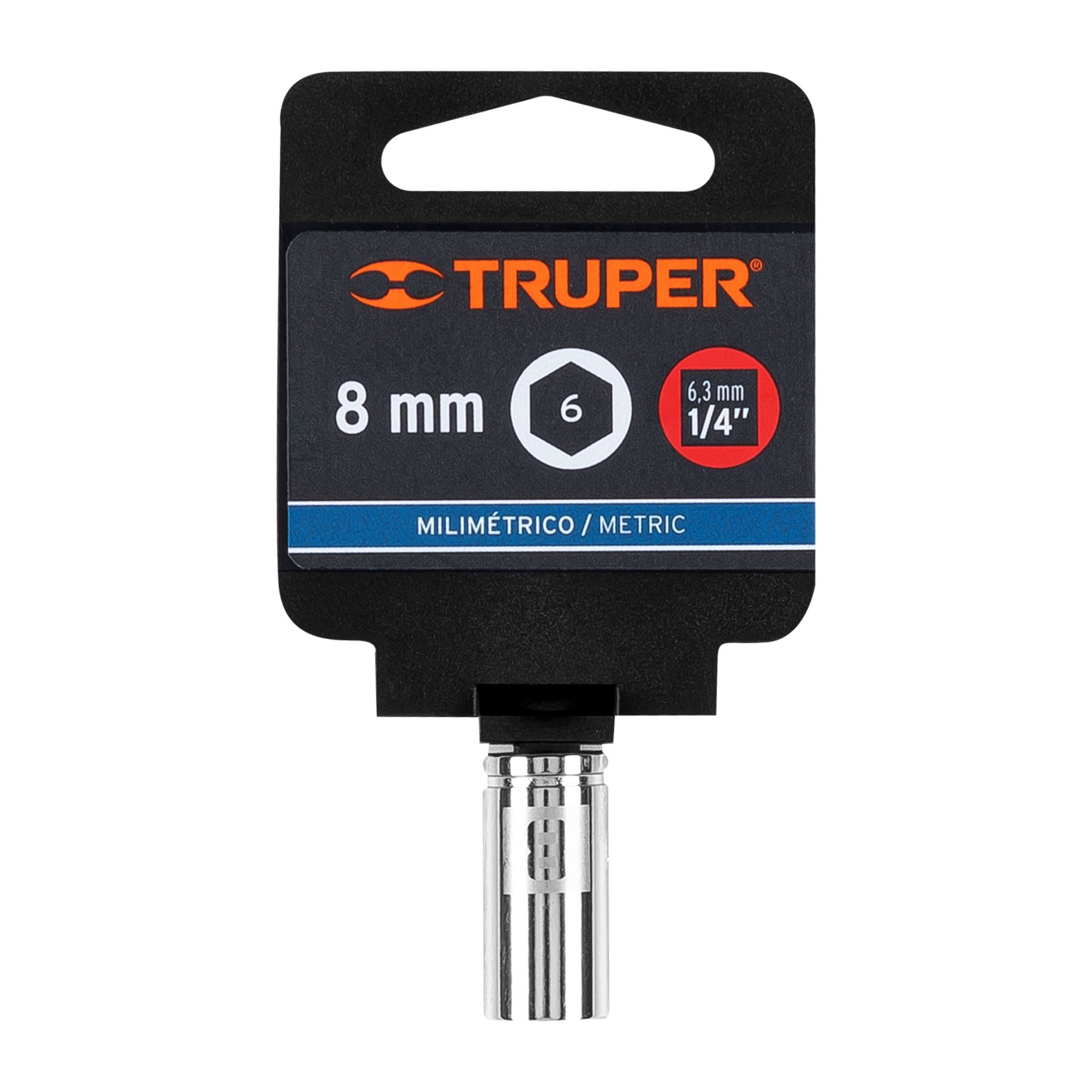 DADO DE 8 MM, 6 PUNTAS, CUADRO 1/4", TRUPER 13170