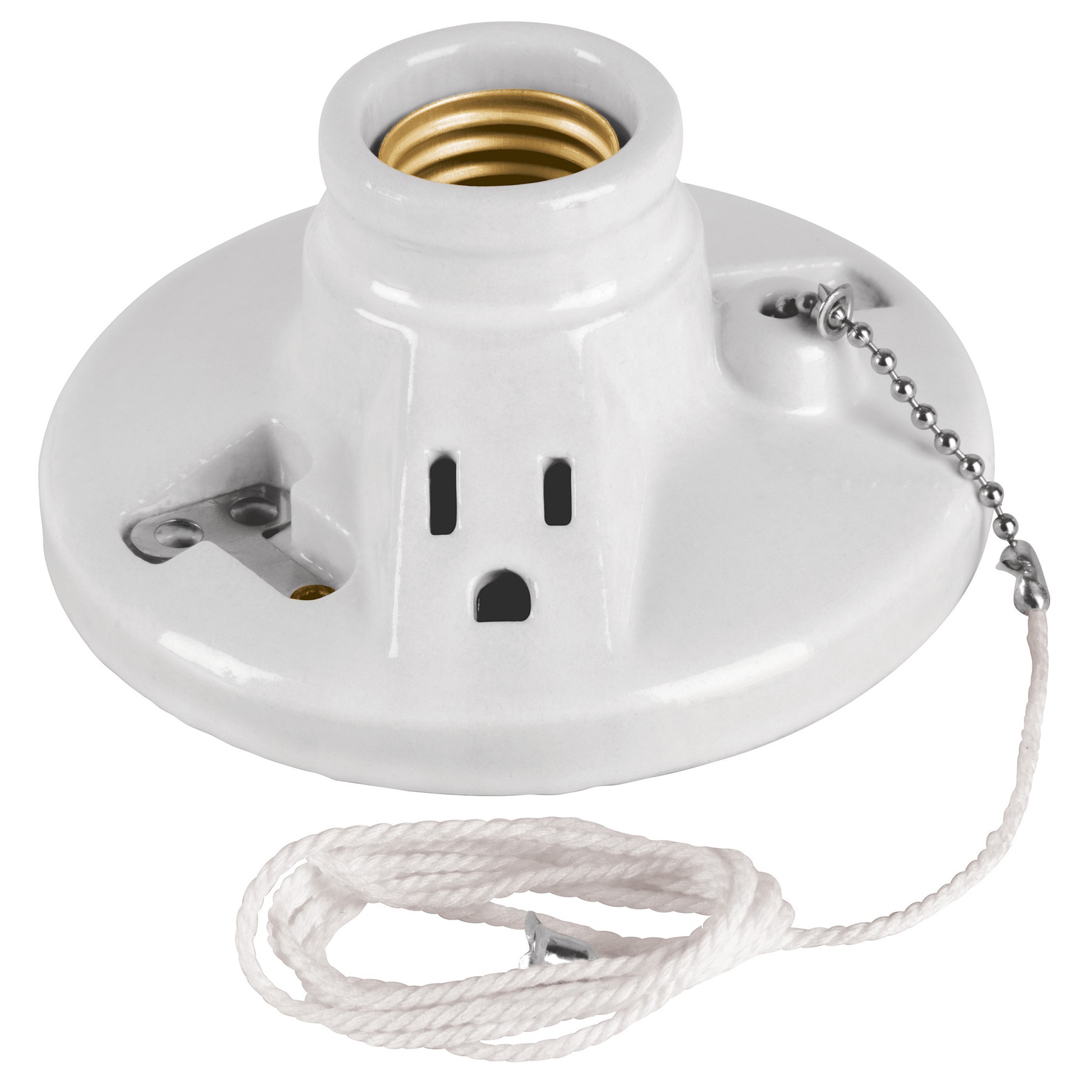 PORTALÁMPARA DE PORCELANA, CON LADRÓN Y CADENA, VOLTECK 46526