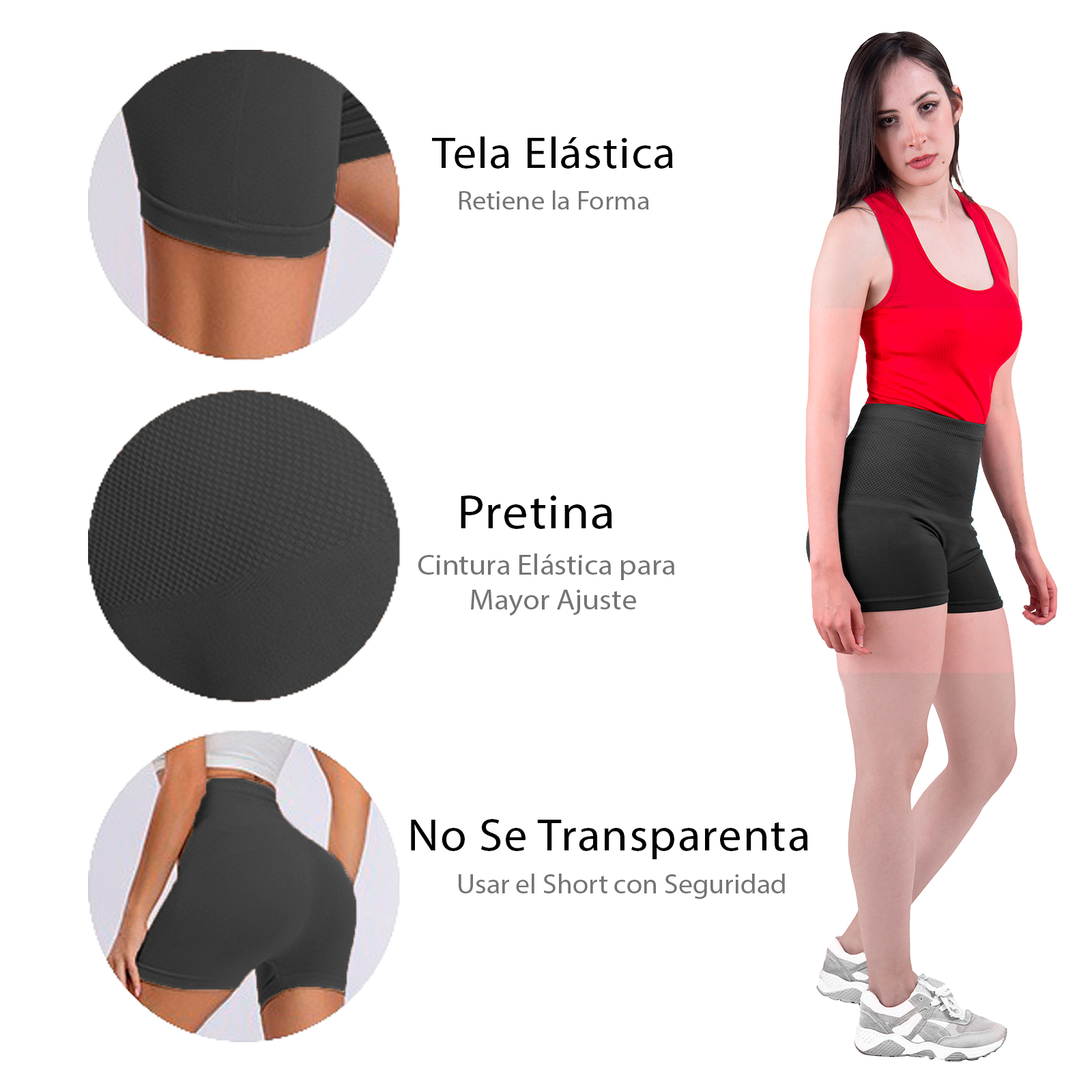 Short Licra Gris Cintura Alta, Unitalla Deportivo, Mujer Dama, Atlético, Boxer, Pantalones Cortos, Entrenamiento, Uso Diario