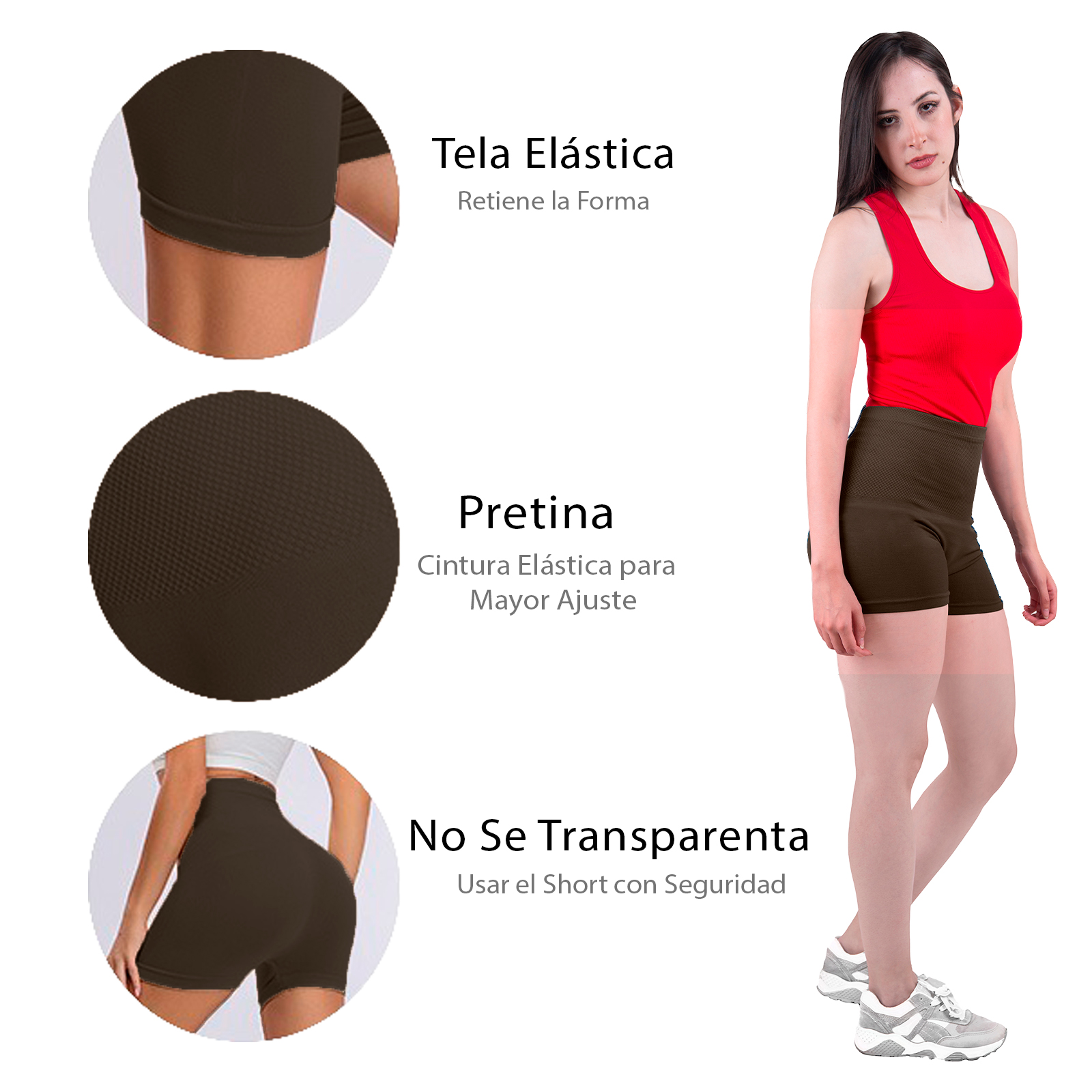 Short Licra Mujer, Cafe, Cintura Alta, Unitalla, Deportivo, Dama, Atlético, Boxer, Entrenamiento, Pantalones Cortos, Biker.