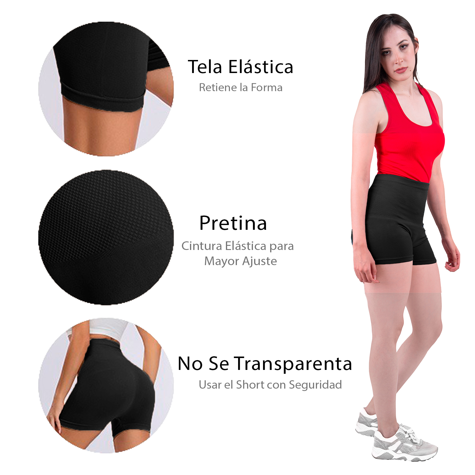 Short Licra Mujer, Negro, Cintura Alta, Unitalla, Deportivo, Dama, Atlético, Boxer, Entrenamiento, Pantalones Cortos, Biker.