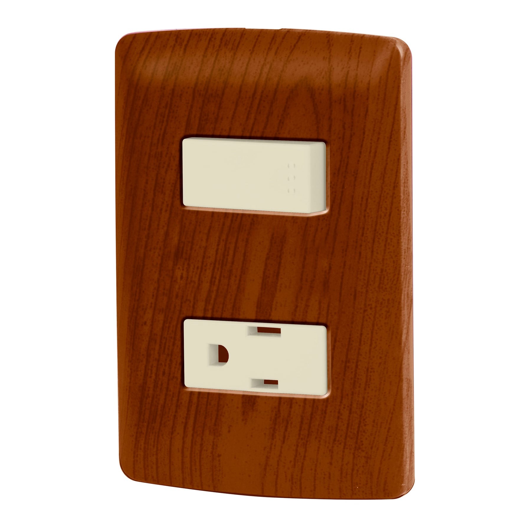 PLACA ARMADA CONTACTO E INTERRUPTOR, MADERA, LÍNEA ITALIANA VOLTECK 49935