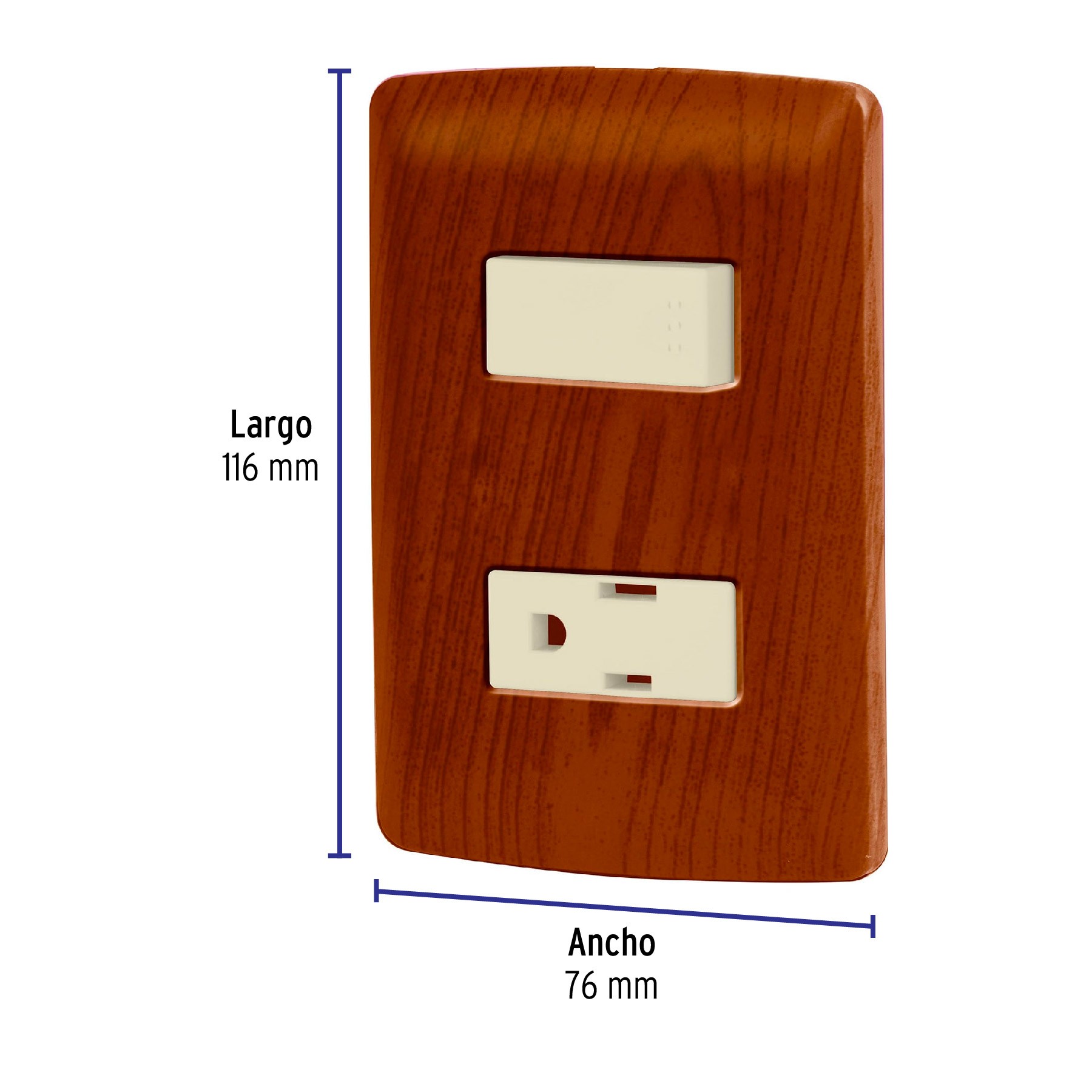 PLACA ARMADA CONTACTO E INTERRUPTOR, MADERA, LÍNEA ITALIANA VOLTECK 49935