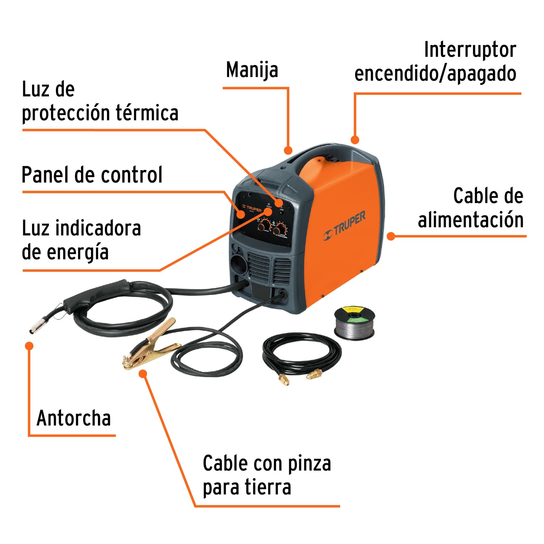 SOLDADORA PARA MICROALAMBRE, 130 A, TRUPER 13192