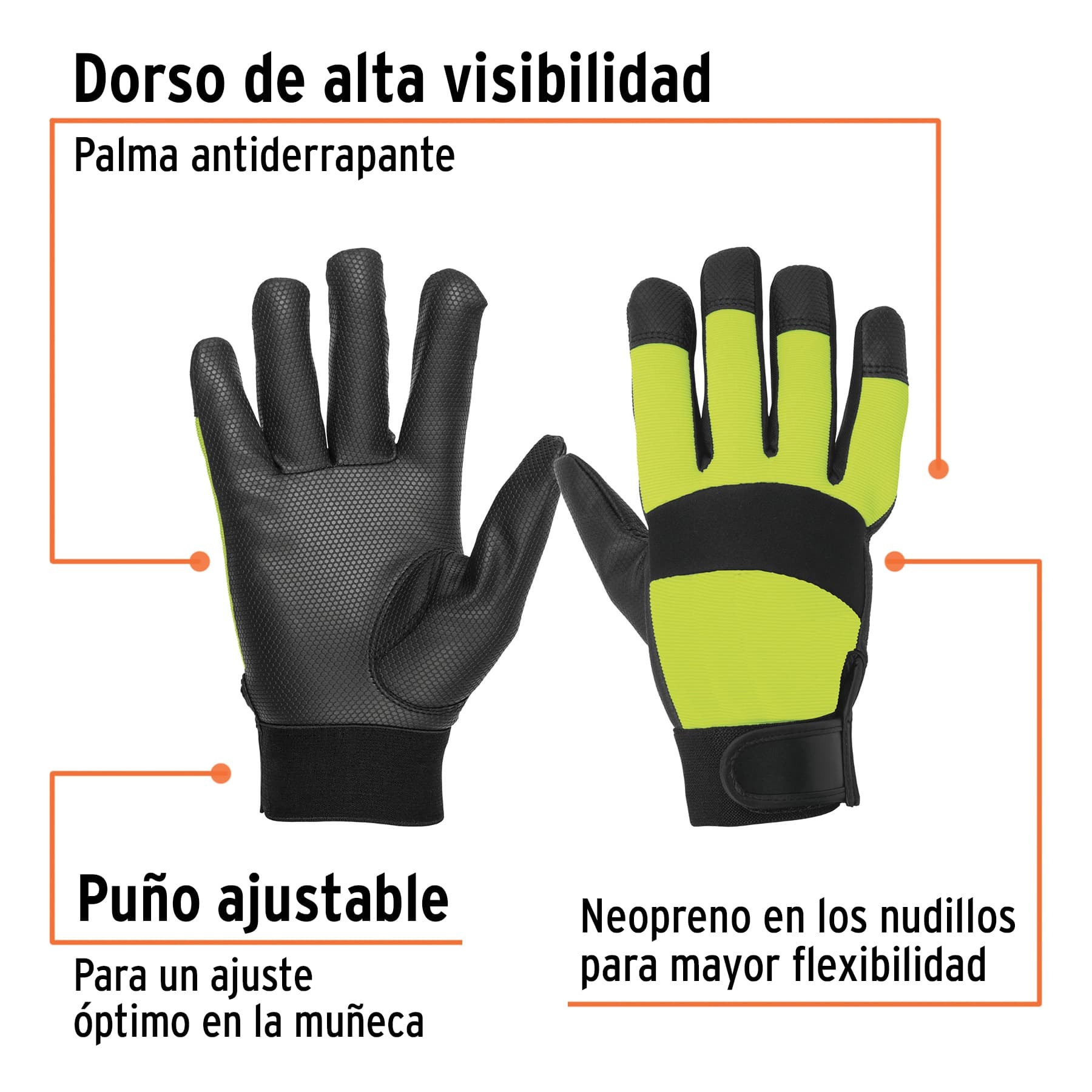  GUANTES MECÁNICO, ALTA VISIBILIDAD, PALMA POLIURETANO, VERDE TRUPER 13194