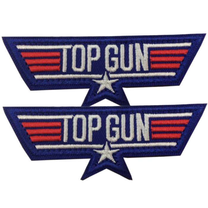 Parches Top Gun Bordados Prácticos MXTPN-002-6 2 Parches Topgun Alas 9x4cm Azul Táctico Militar Bordado con Velcro, TopGun02