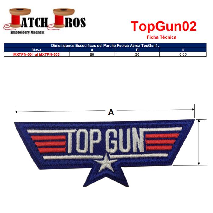 Parches Top Gun Bordados Prácticos MXTPN-002-6 2 Parches Topgun Alas 9x4cm Azul Táctico Militar Bordado con Velcro, TopGun02