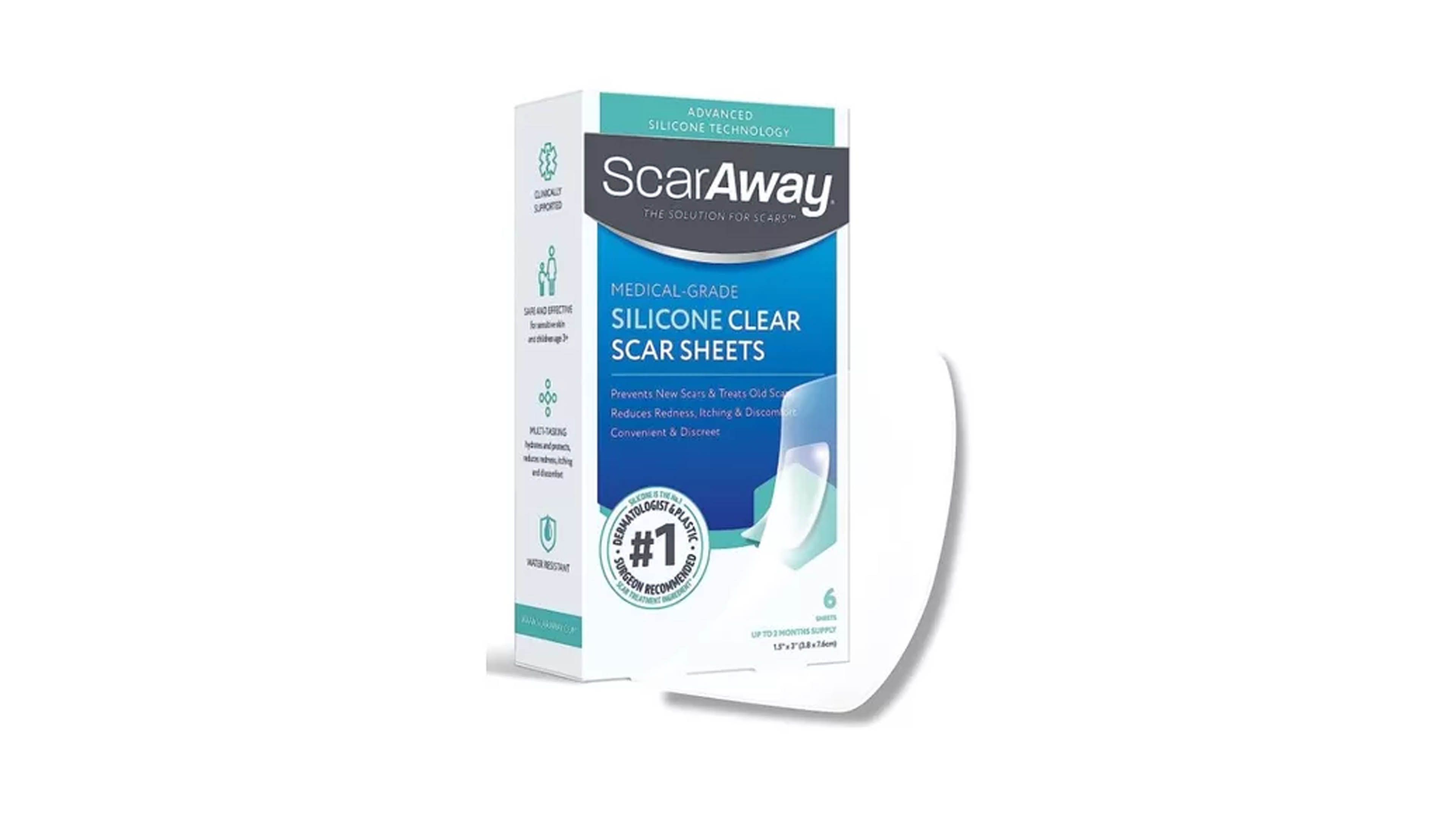 Parche de Silicon Tranparente ScarAway Elimina Cicatrices 6pz 