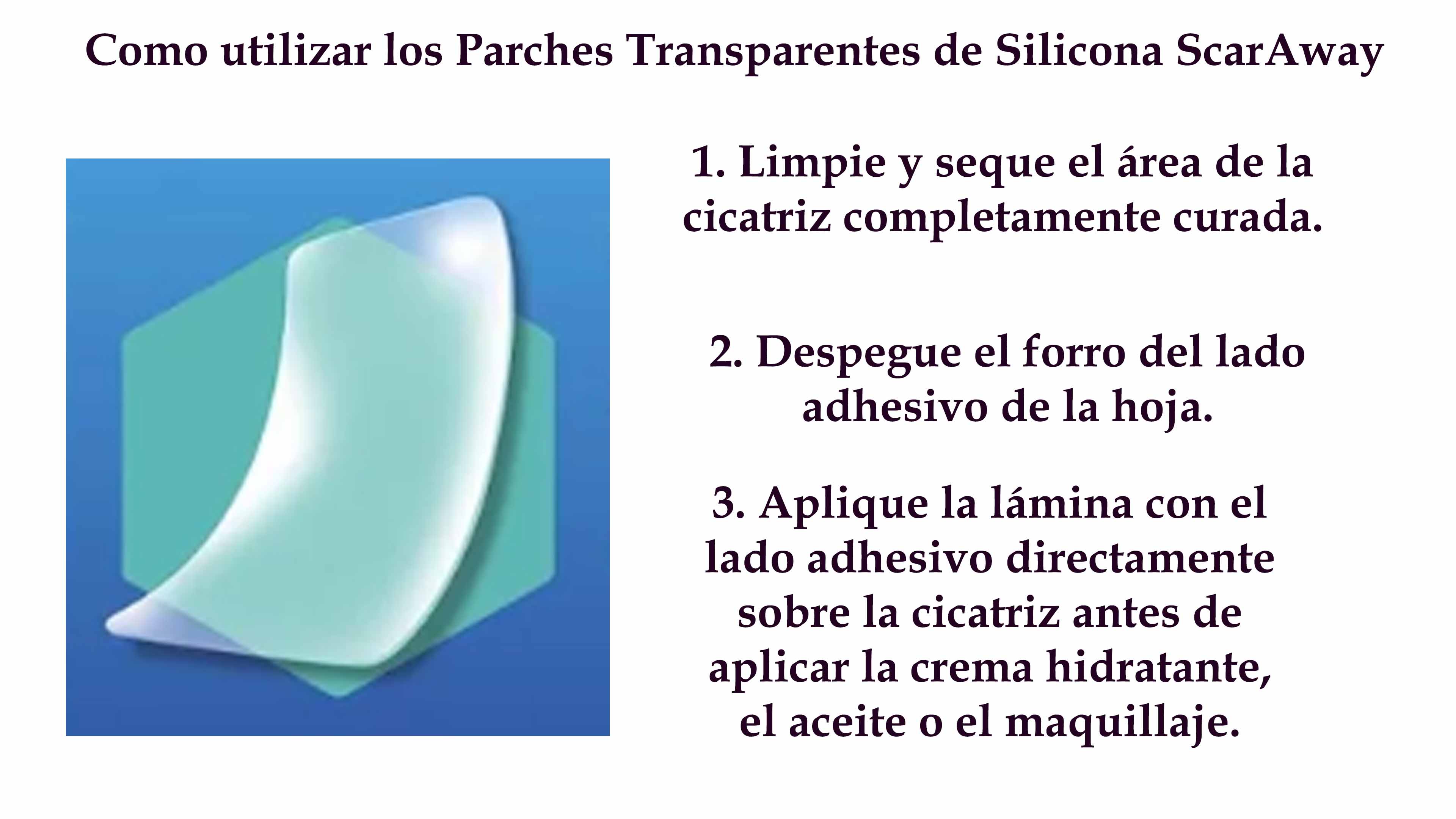 Parche de Silicon Tranparente ScarAway Elimina Cicatrices 6pz 